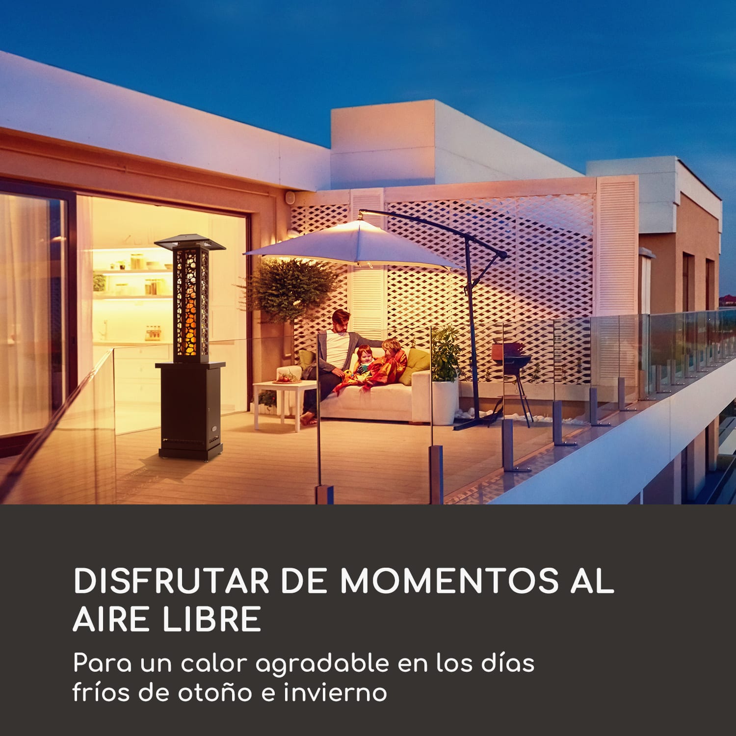 Heat Hunter Estufa de pellets para terrazas 12,2 kW móvil acero inoxidable color negro Negro