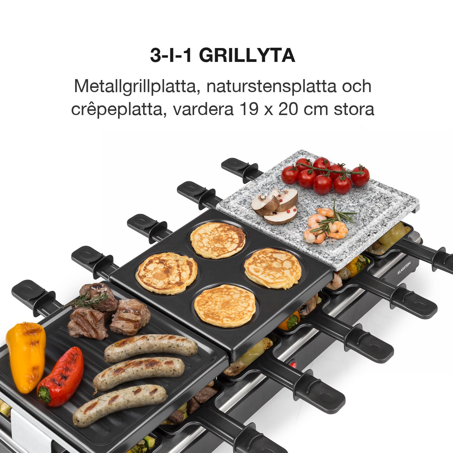 Fonduelette XL 3-in-1 Raclettegrill & fondue natursten 1650W 12 Personer 