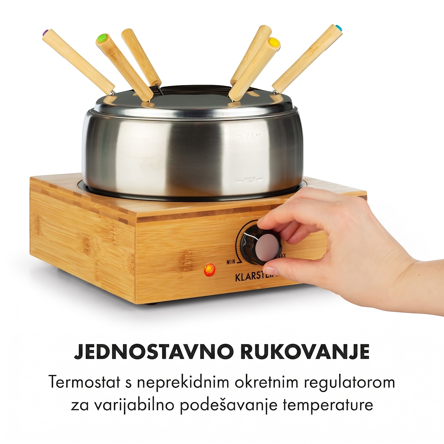 Bambus Fondue, lonac od nehrđajućeg čelika, 800W 