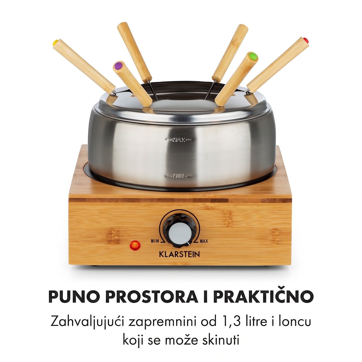 Bambus Fondue, lonac od nehrđajućeg čelika, 800W 
