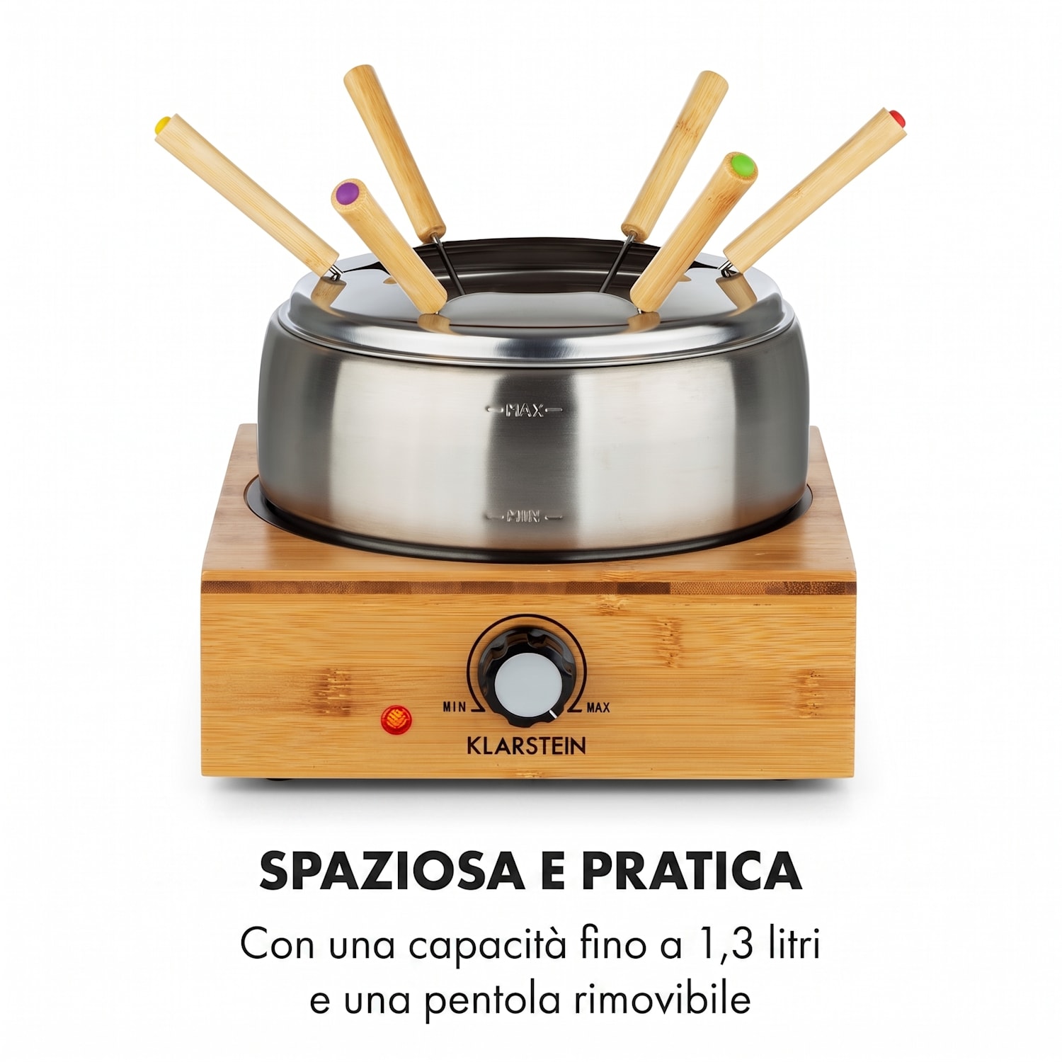 Bambus, Fonduta, Pentola in Acciaio Inox, 800W 