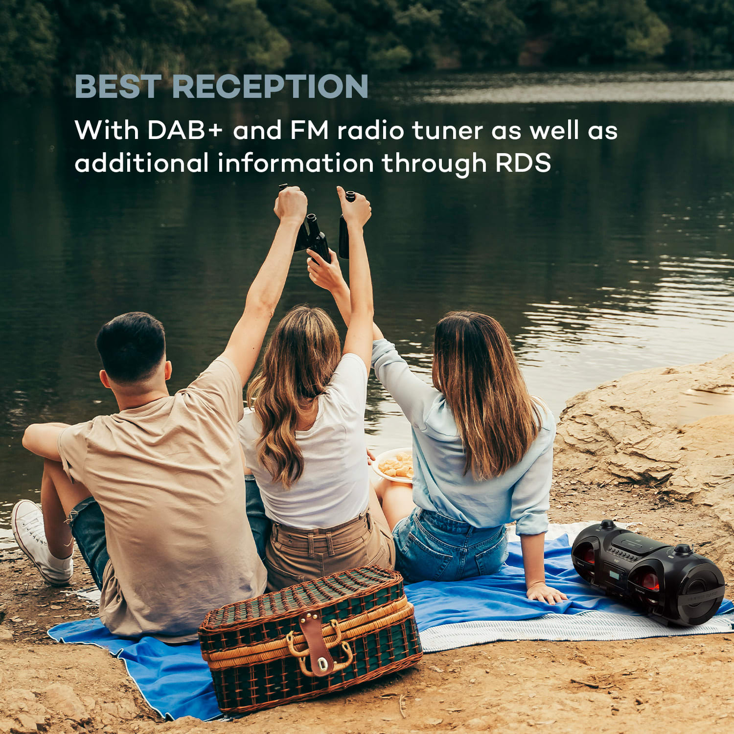 Soundblaster, DAB, Boombox, Bluetooth, CD / MP3 / USB / AUX, DAB + / UKW, LED, 50Wmax.