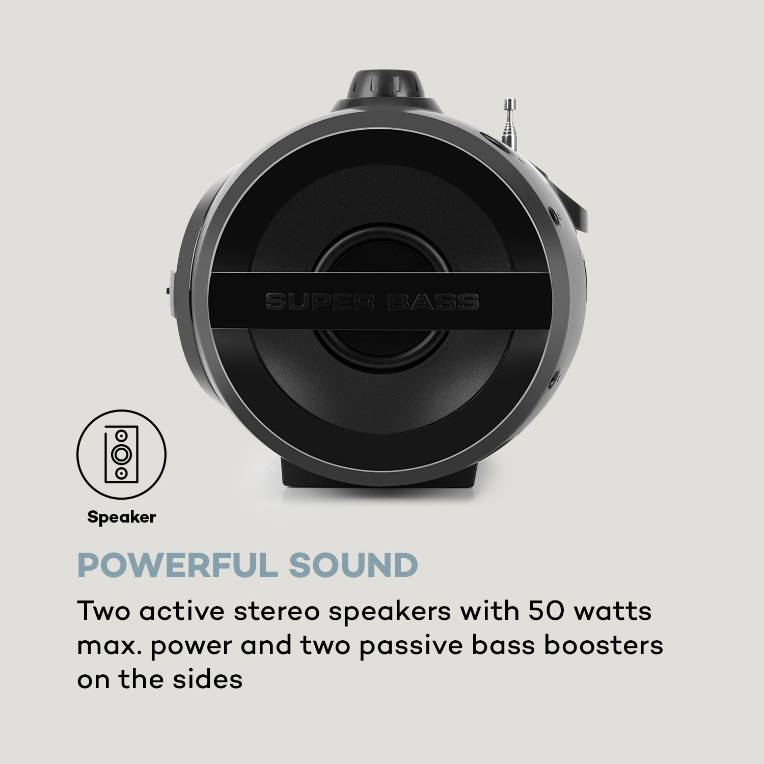 Soundblaster, DAB, Boombox, Bluetooth, CD / MP3 / USB / AUX, DAB + / UKW, LED, 50Wmax.