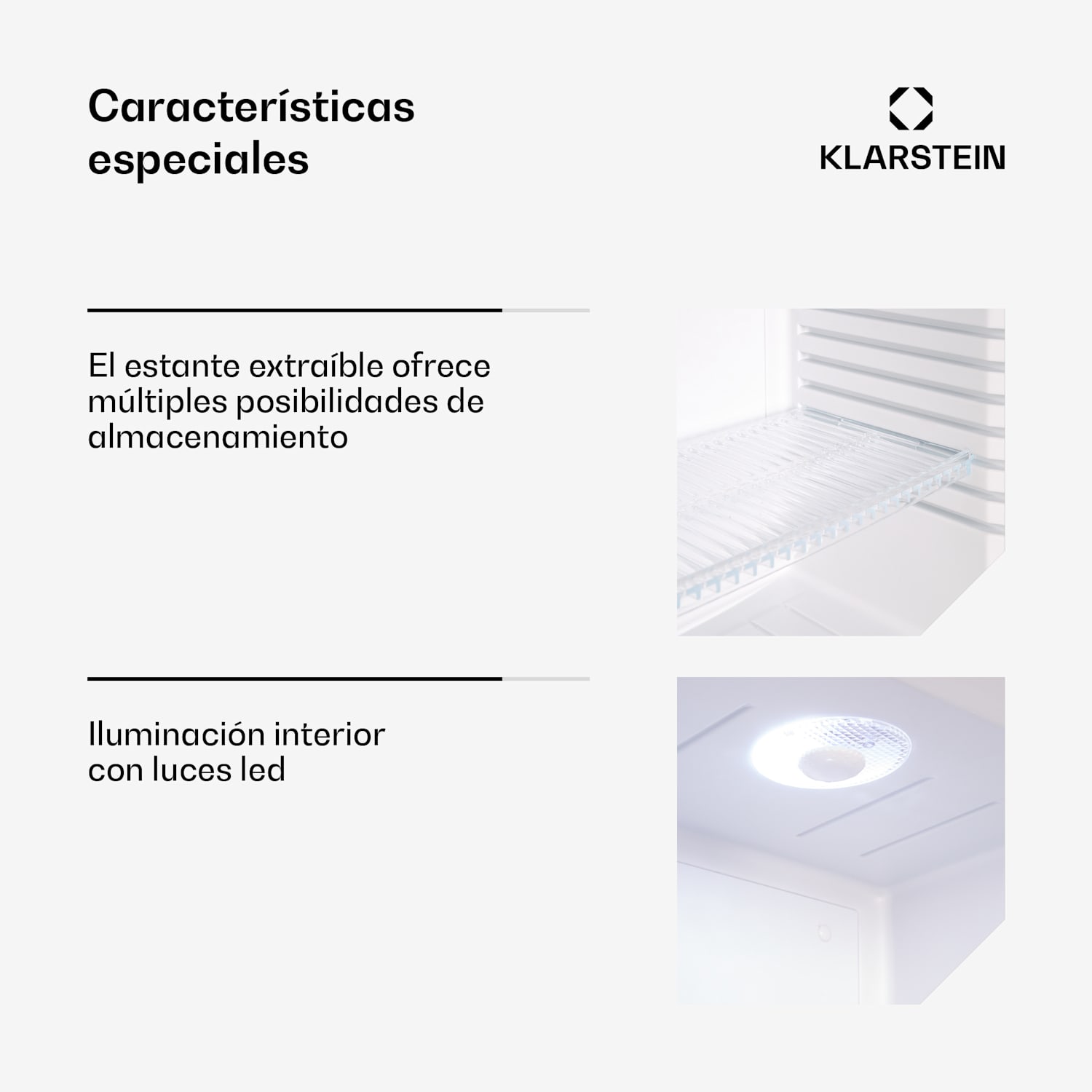Mini frigorífico Brooklyn 24 puerta de cristal estante LED 23 L | Blanco | Blanco