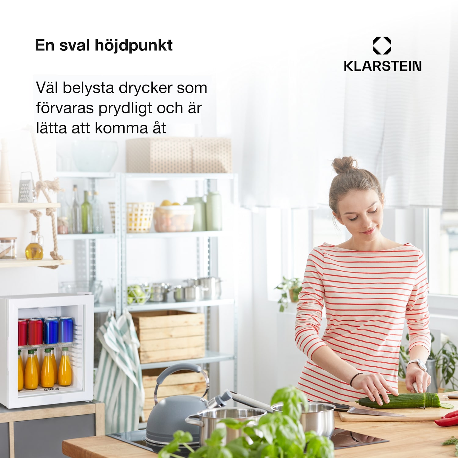 Brooklyn 24 Minikylskåp glasdörr LED hylla 