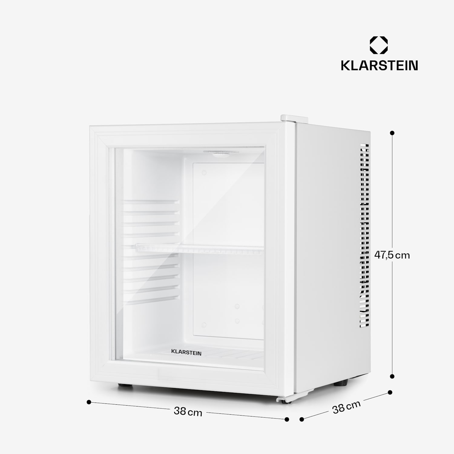 Brooklyn 24 Mini-Kühlschrank Glastür LED Ablage 23 Ltr | Weiß | Weiß