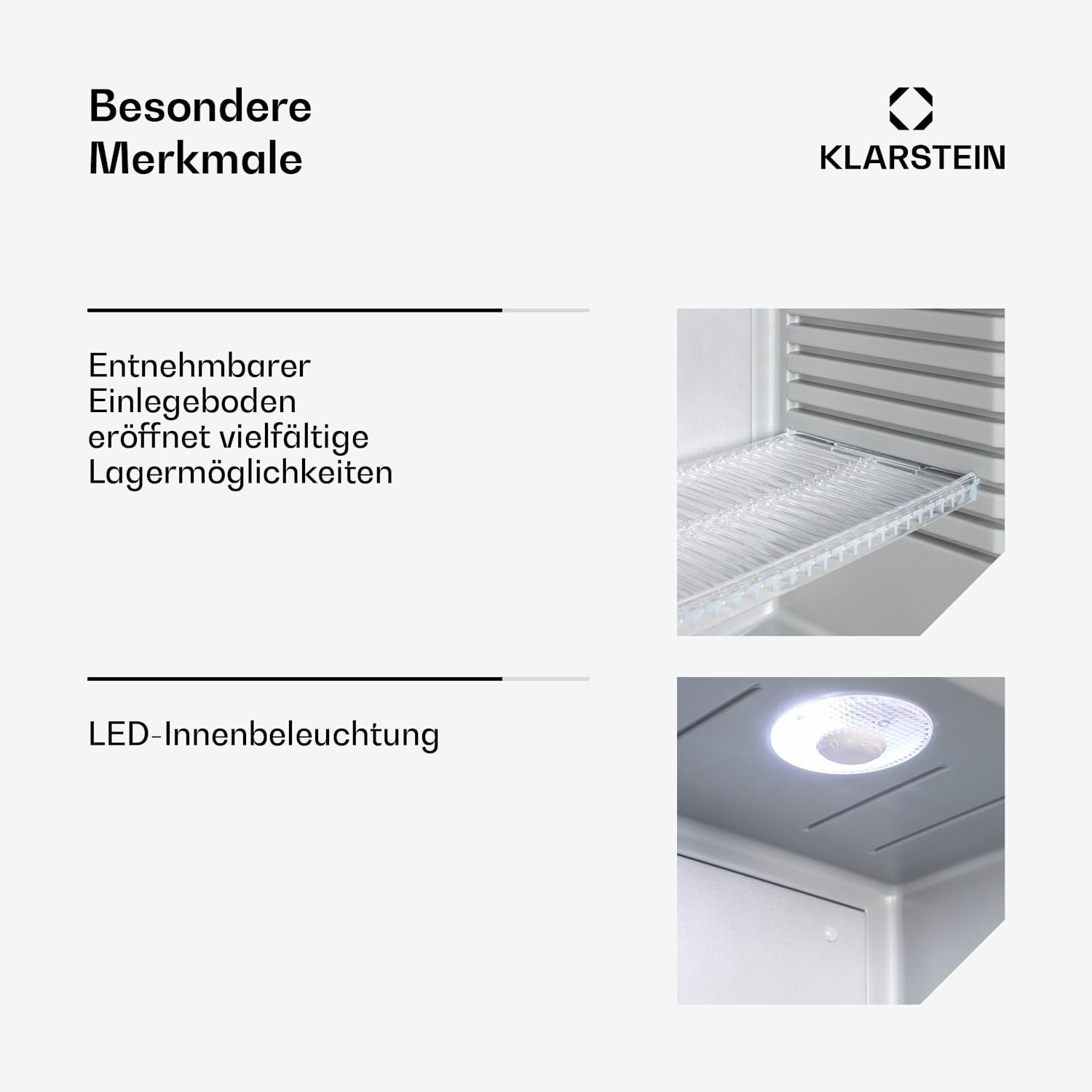 Brooklyn 24 Mini-réfrigérateur porte vitrée compartiments LED 23 L | Argent | Blanc