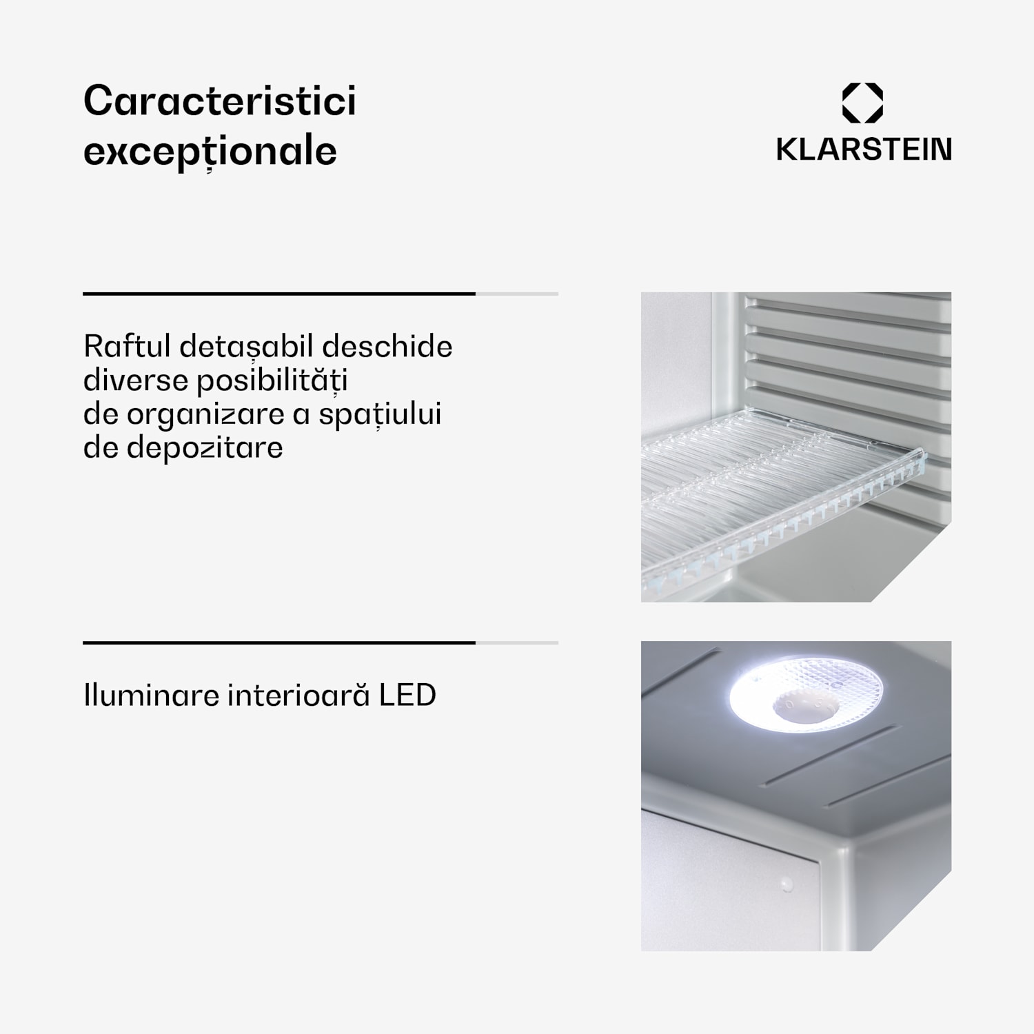 Brooklyn 24, mini-frigider, cu uși din sticla, iluminare LED, rafturi 23 Ltr | Argintiu | Alb
