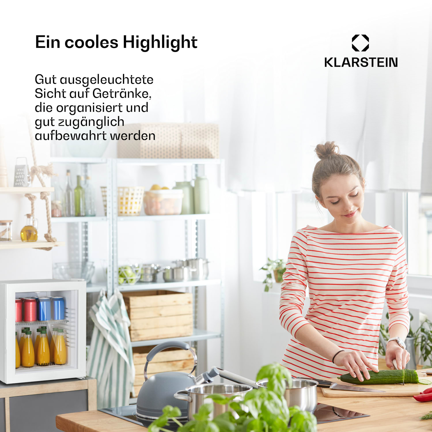 Brooklyn 32 Mini-réfrigérateur porte vitrée compartiments LED 30 L | Blanc | Blanc