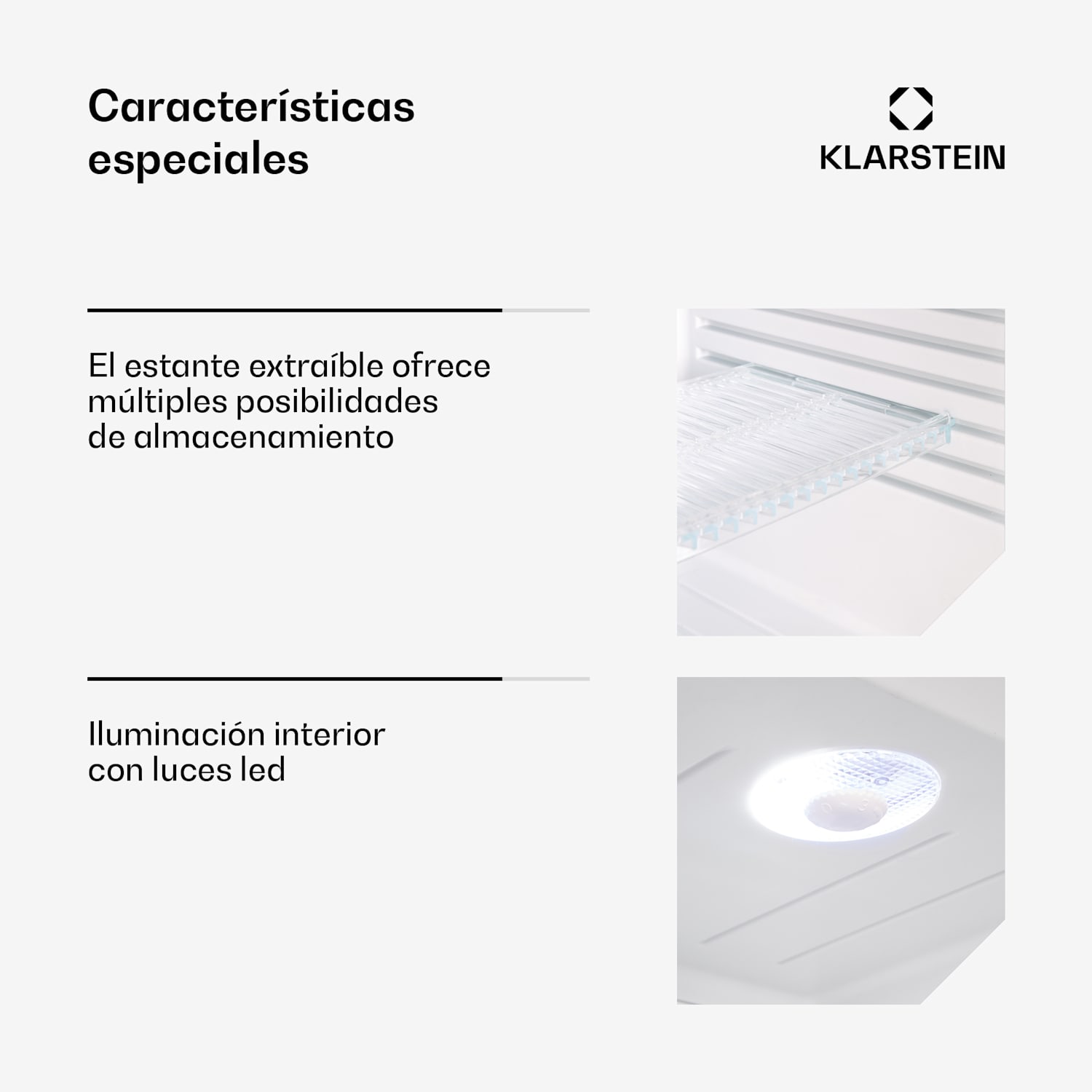 Mini frigorífico Brooklyn 32 puerta de cristal estante LED 30 L | Blanco | Blanco