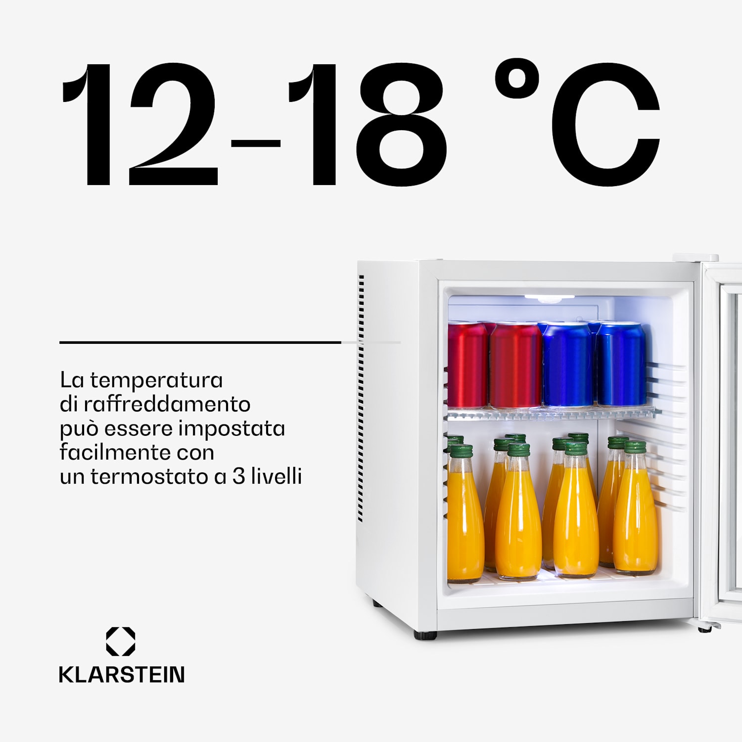 Brooklyn 32 mini frigo, sportello di vetro, LED, ripiano 30 Ltr | Bianco | Bianco