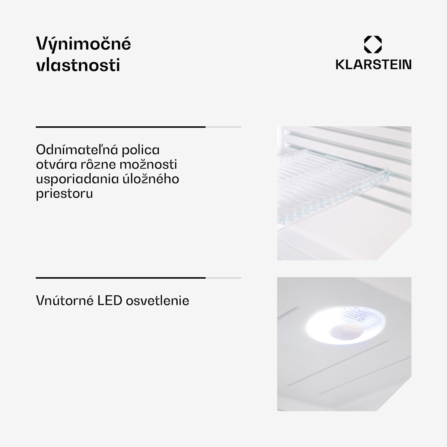 Brooklyn 32, mini chladnička, sklenené dvere, LED osvetlenie, police 30 litrov | Biela | Biela
