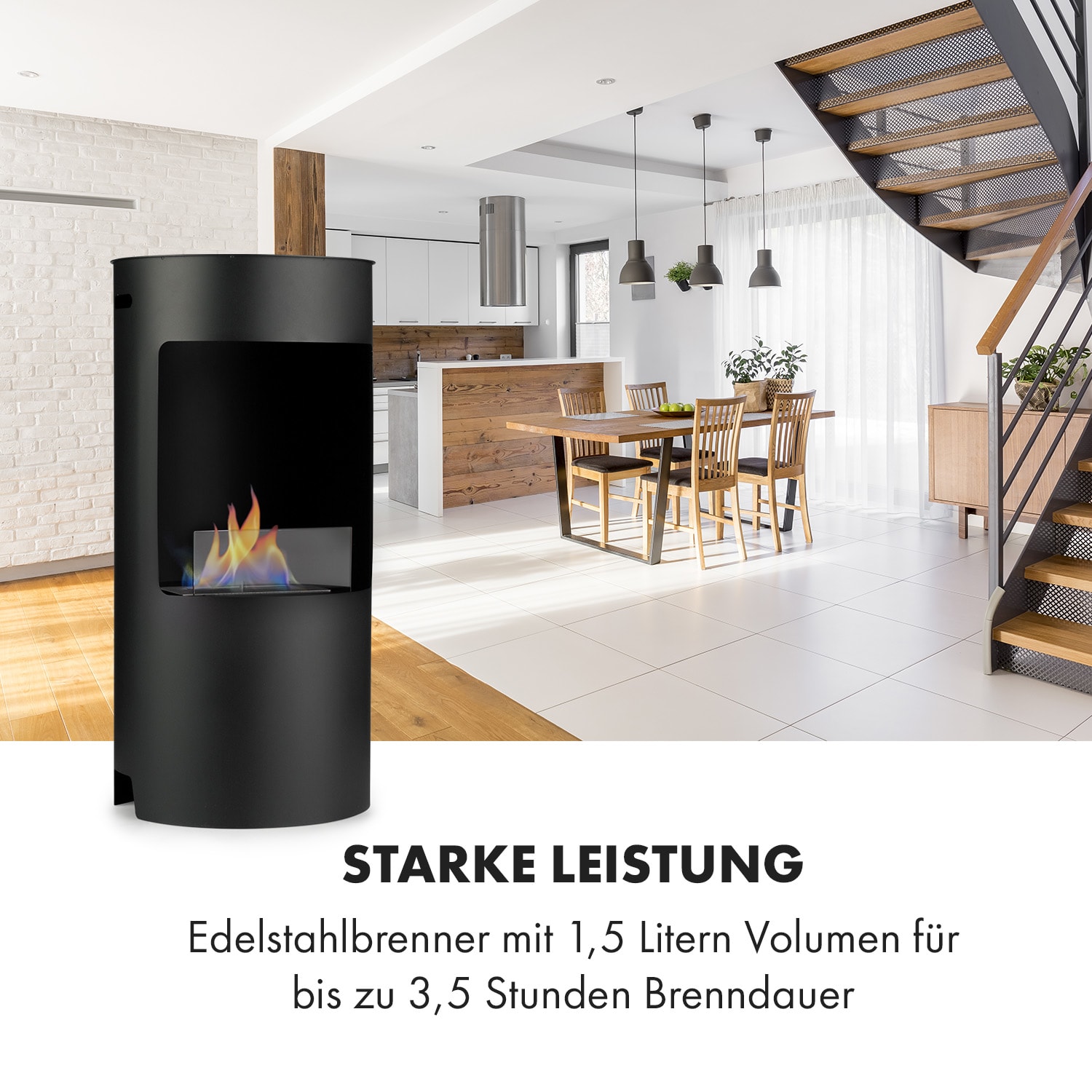 Phantasma Niro cheminée à l'éthanol, brûleur de sécurité, aide à l'extinction 