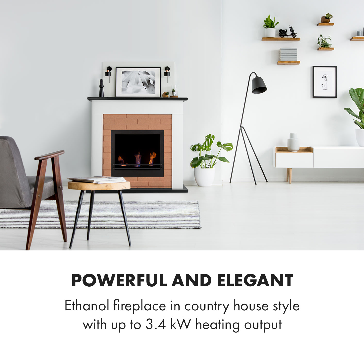 Phantasma Brickline, etanolový krb, 3,4 kW, MDF, doba hoření 2,5 h, imitace pálené cihly