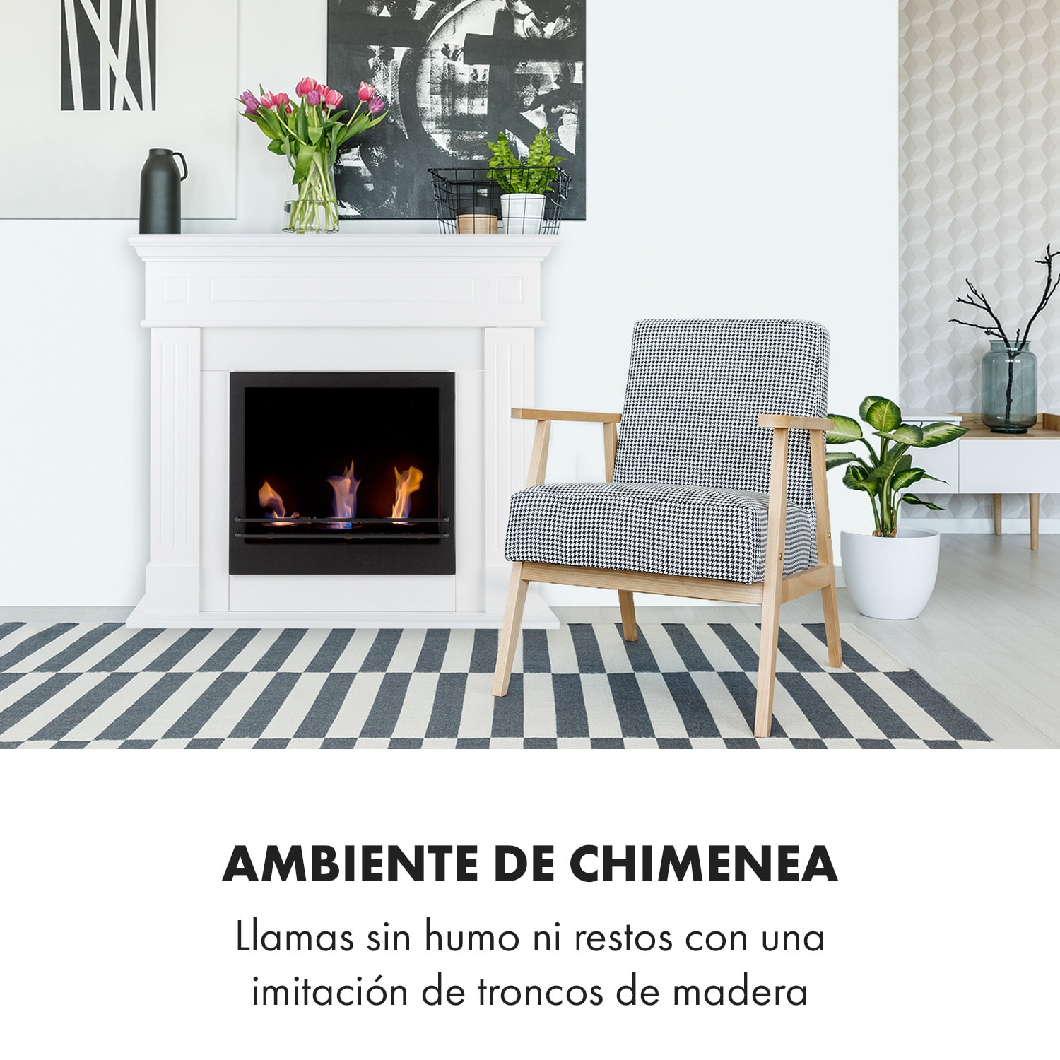 Chimenea de etanol Phantasma Manor 3,4 kW estilo campestre MDF 