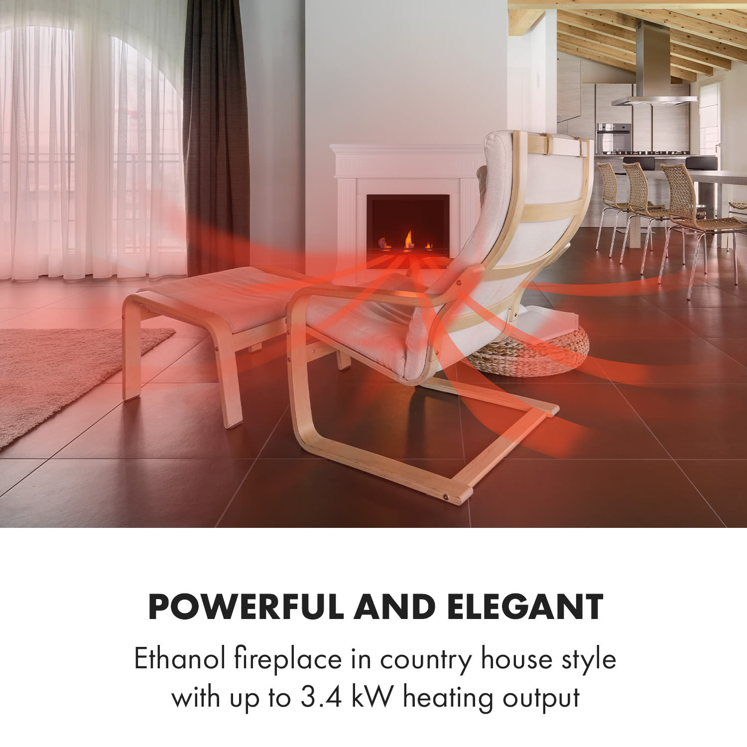 Chimenea de etanol Phantasma Manor 3,4 kW estilo campestre MDF 