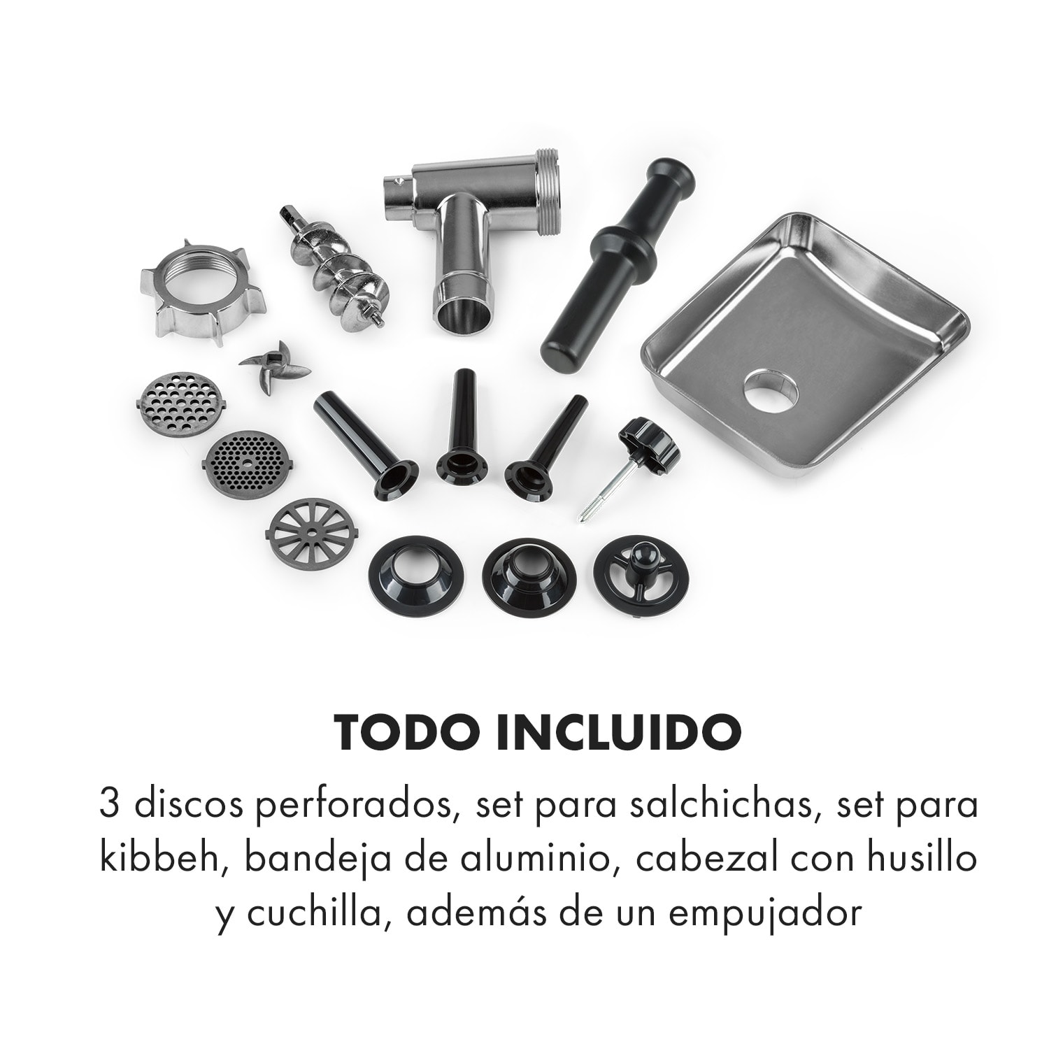 Kraftprotz Picadora de carne eléctrica 700W motor de cobre acero inoxidable color negro Negro