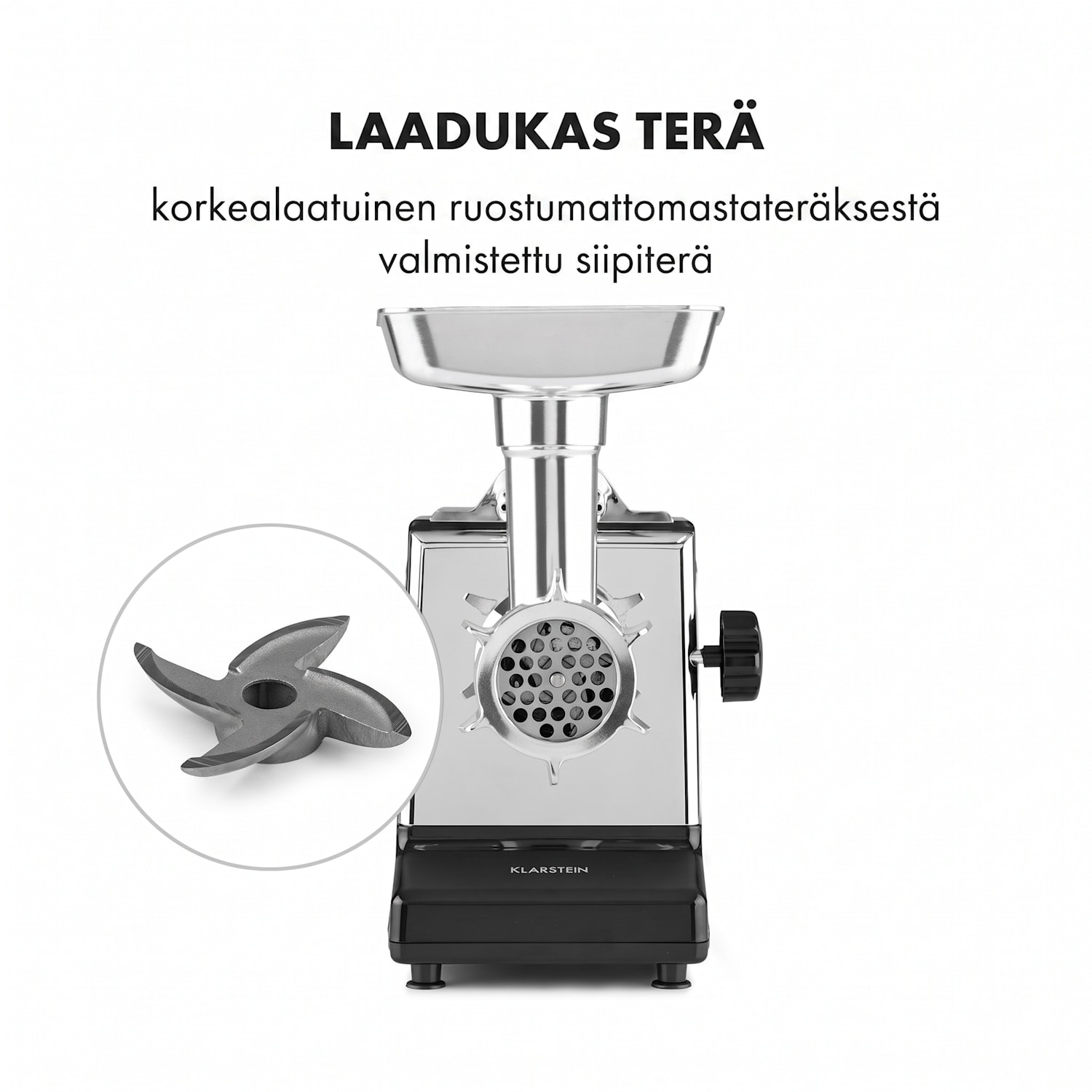 Tehokas sähköinen lihamylly 700 W kuparimoottori jauhaa makkaraa kebbeä ruostumatonta terästä Musta