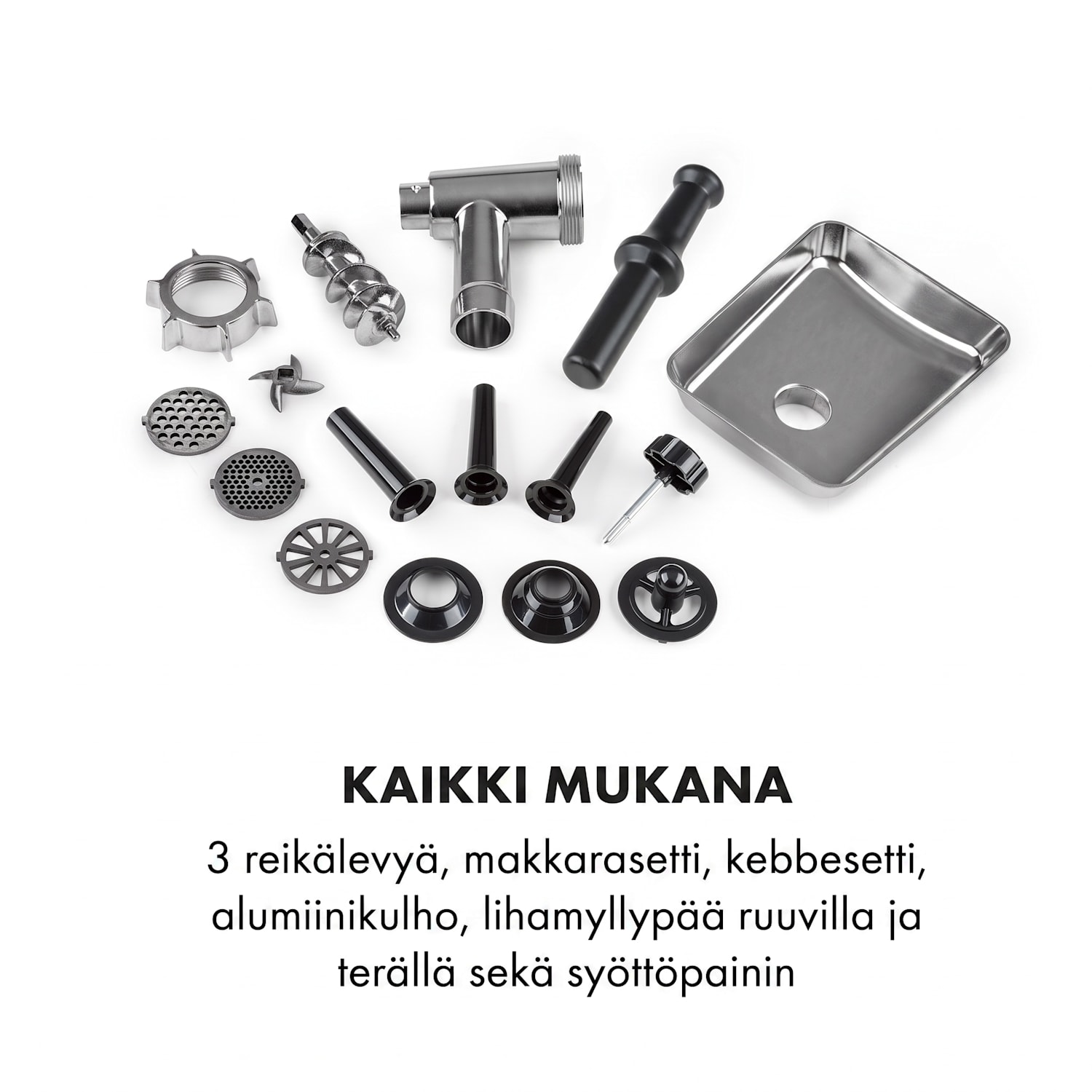 Tehokas sähköinen lihamylly 700 W kuparimoottori jauhaa makkaraa kebbeä ruostumatonta terästä Musta