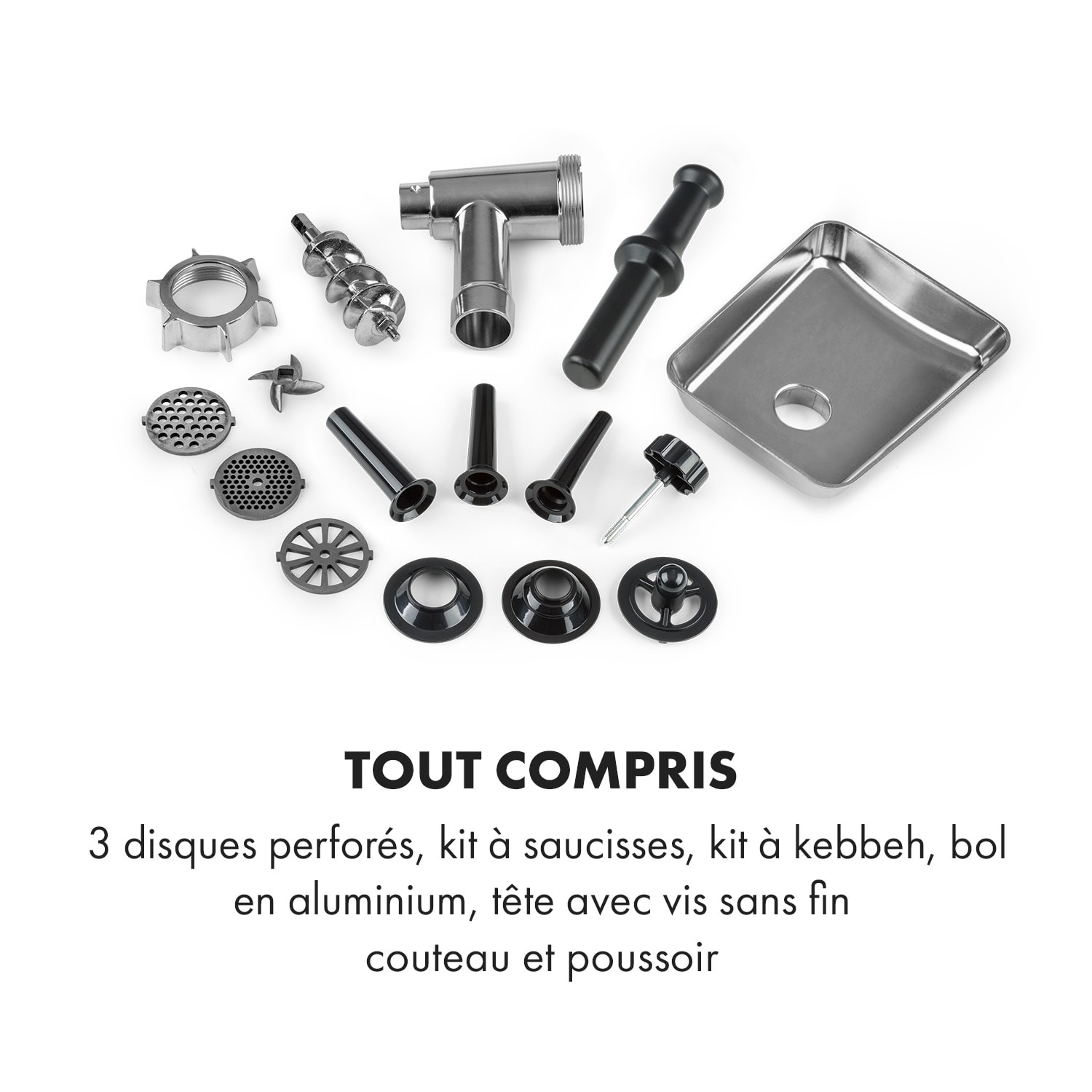 Hachoir à viande électrique Kraftprotz 700W moteur cuivre acier inoxydable noir Noir