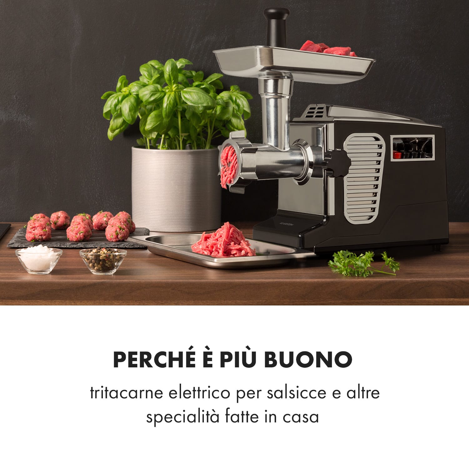 Kraftprotz, Tritacarne Elettrico, Acciaio Inox, Motore in Rame, 700W, nero Nero