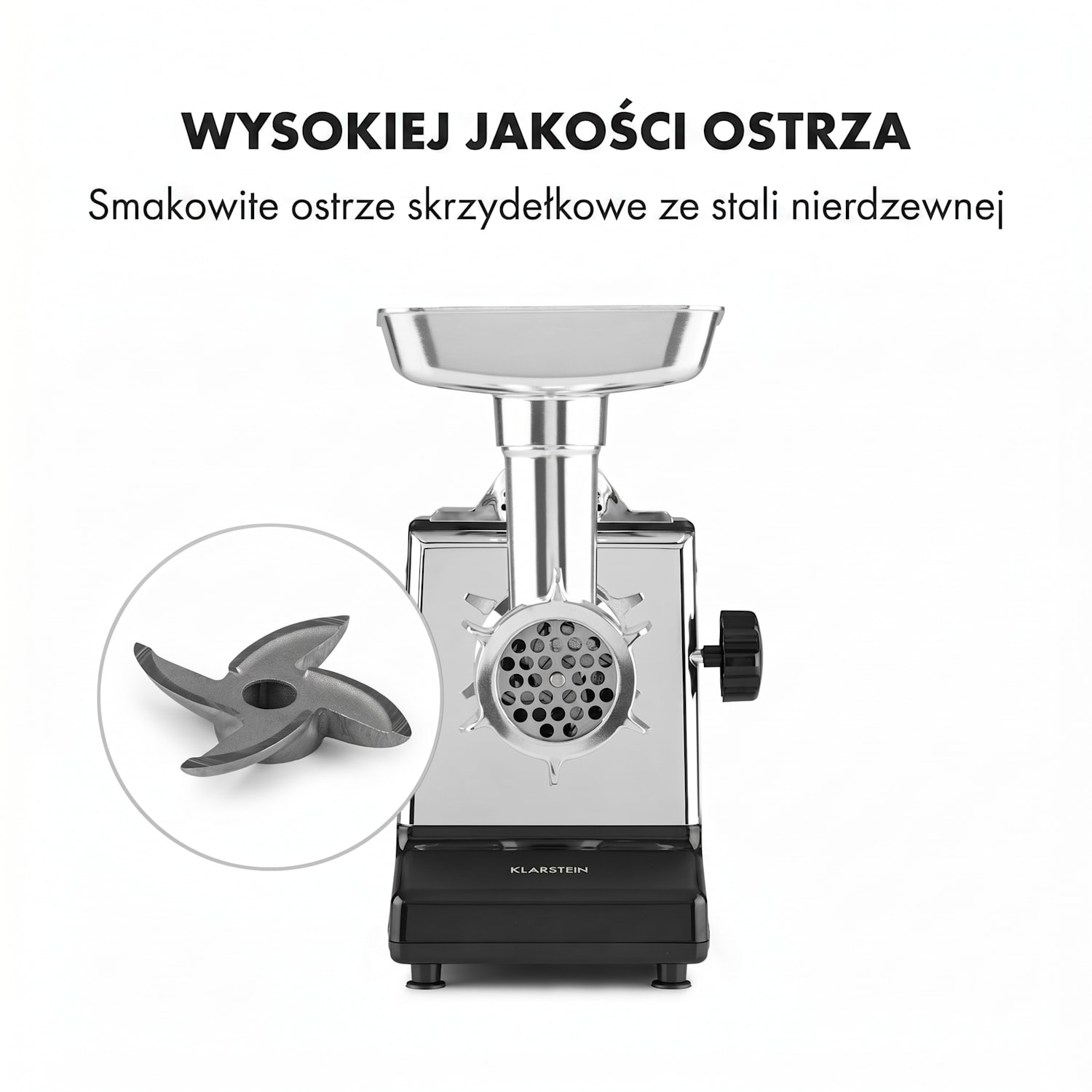 Kraftprotz, maszynka do mielenia mięsa, 700 W, silnik miedziany, stal nierdzewna, kolor czarny Czarny
