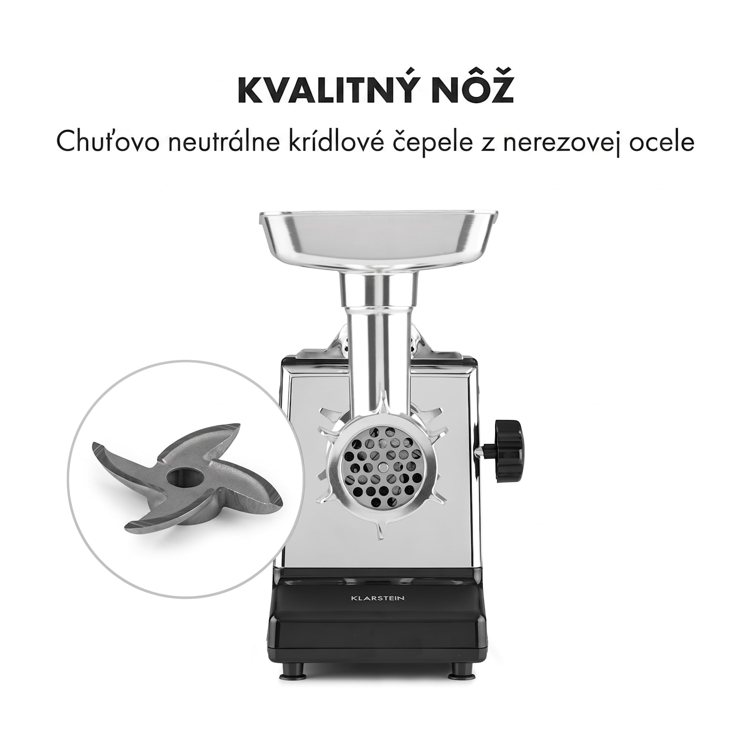 Kraftprotz, elektrický mlynček na mäso, 700 W, medený motor, nehrdzavejúca oceľ, čierny Čierna