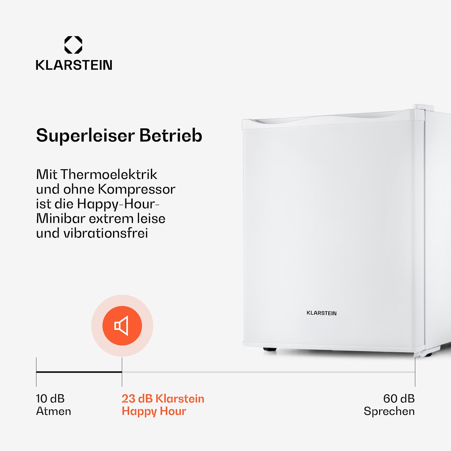 Happy Hour Minibar 5-15°C EEK G lautlos 23dB LED-Licht 23 L | G | Weiß