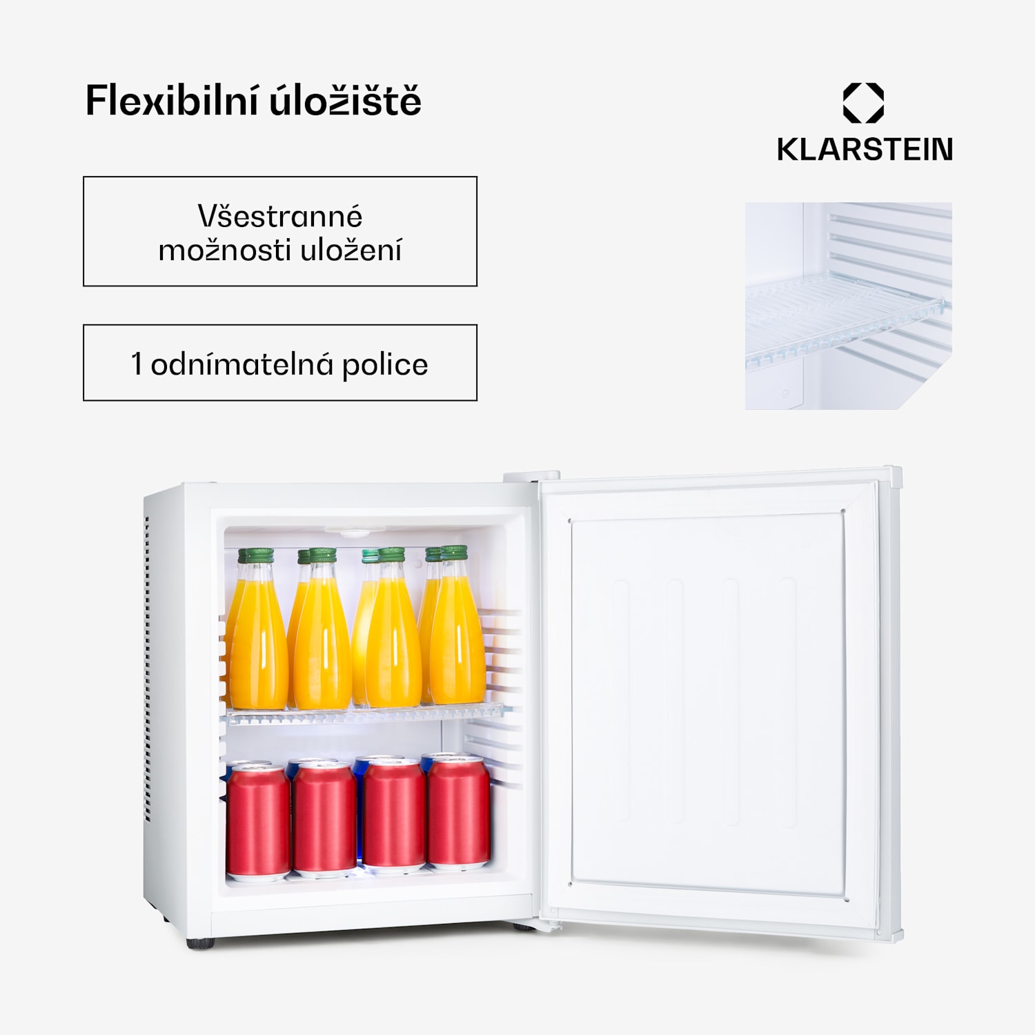 Happy Hour 23, minibar, 23 l, 5-15 °C, energetická třída G, tichý, 25 dB, LED osvětlení, bílý 23 litrů | G | Bílá