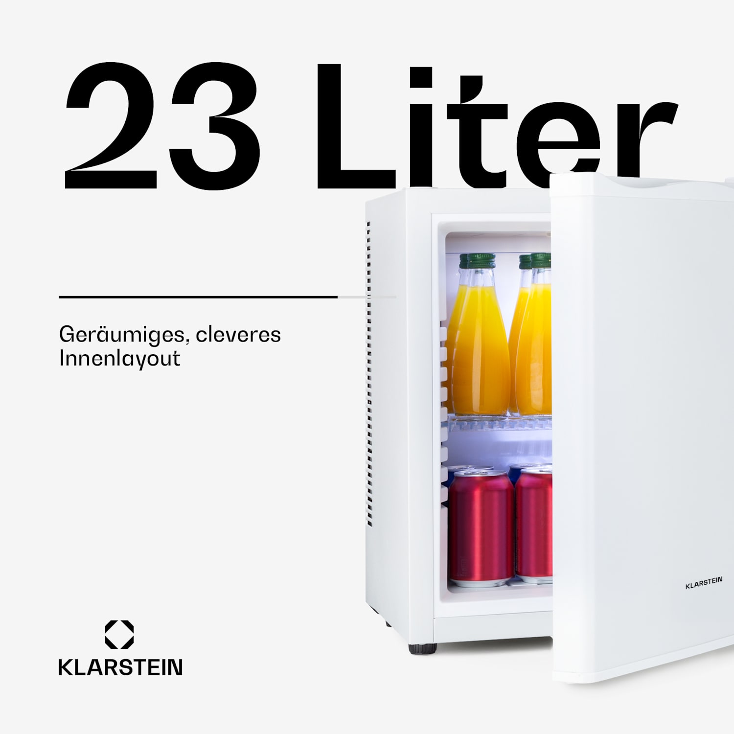 Happy Hour Minibar 5-15°C EEK G lautlos 23dB LED-Licht 23 Ltr | G | Weiß