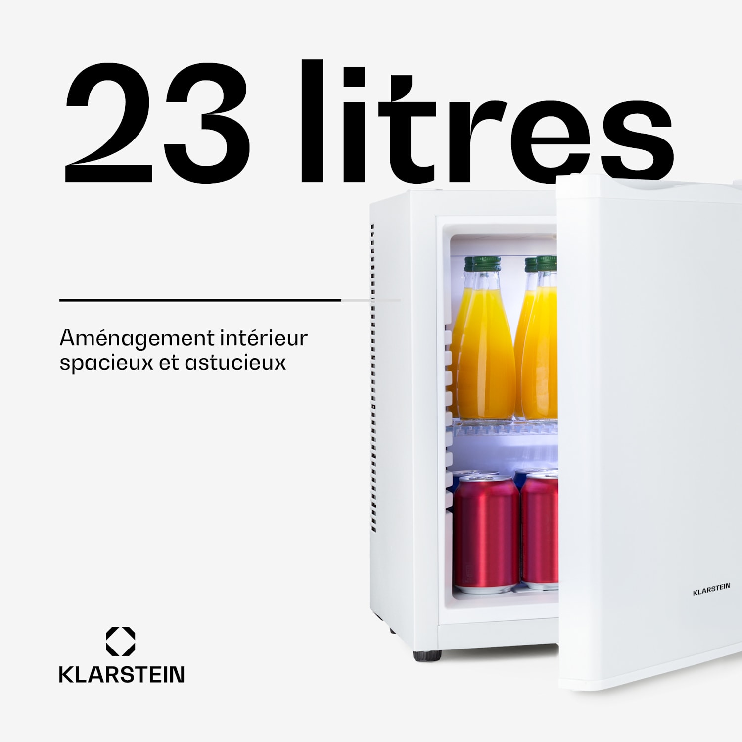 Happy Hour Minibar 5-15°C CEE G silencieux 23dB Éclairage LED 23 L | G | Blanc