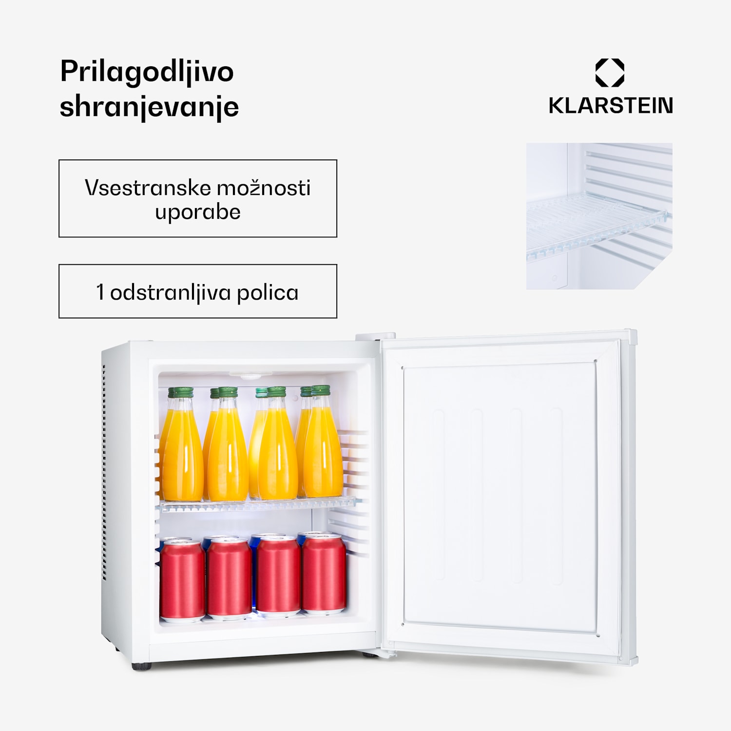 Happy Hour, minibar, 5-15 °C, EEK G, tiho delovanje 23 dB, LED-osvetlitev 23 Ltr | G | Bela