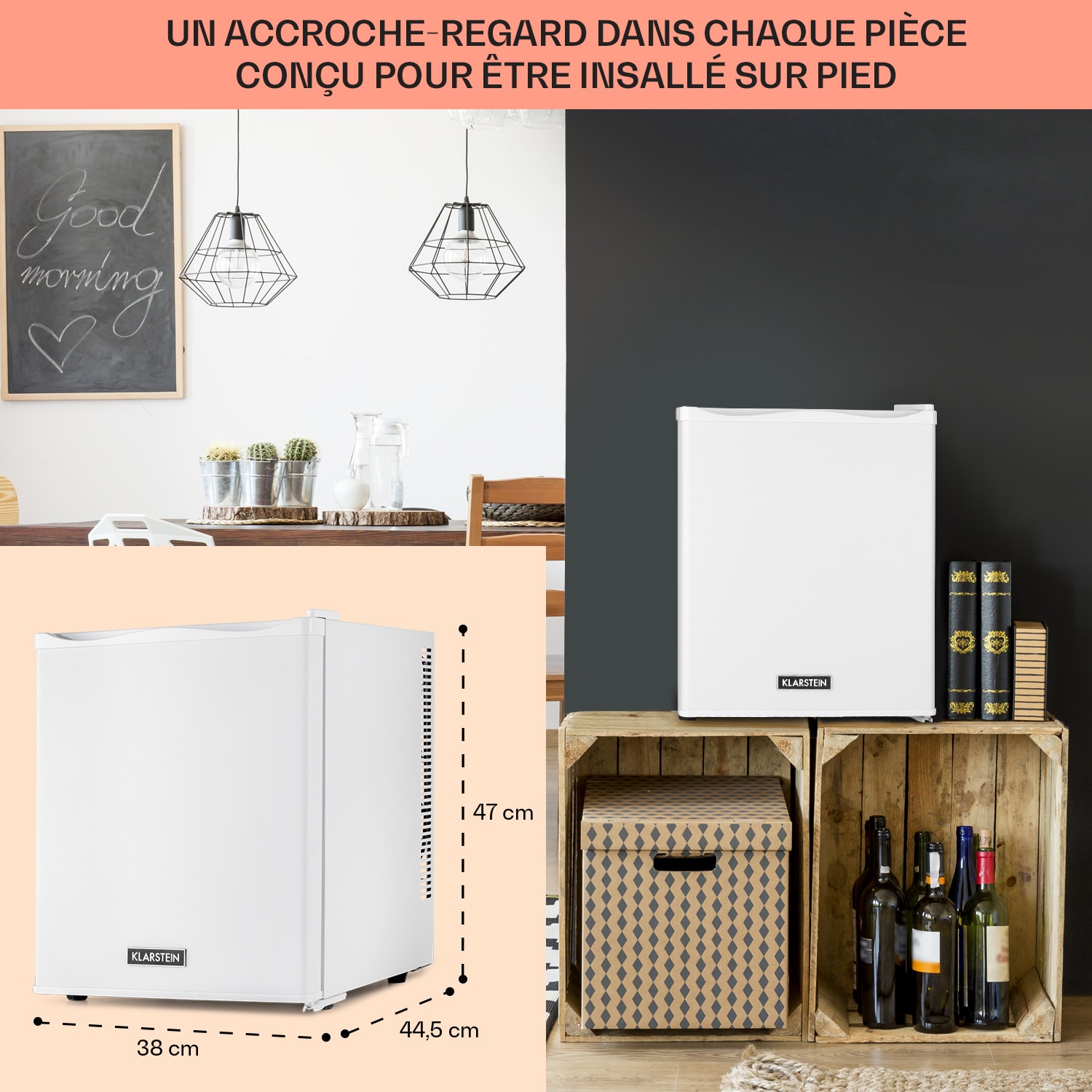 Happy Hour Mini bar 5-15°C CEE G 25 dB Éclairage LED 30 L | F | Blanc