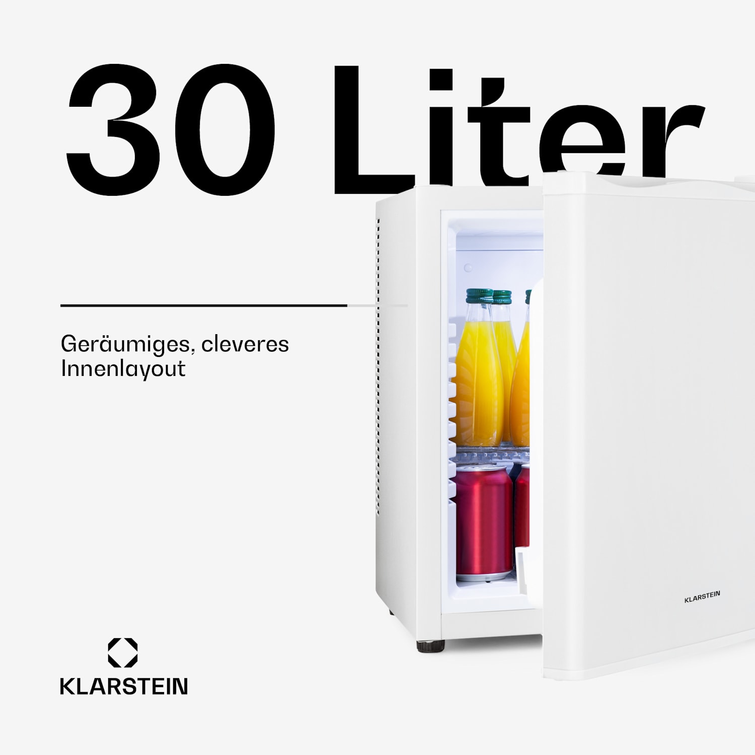 Happy Hour Minibar 5-15°C EEK G 25dB LED-Licht 30 Ltr | F | Weiß
