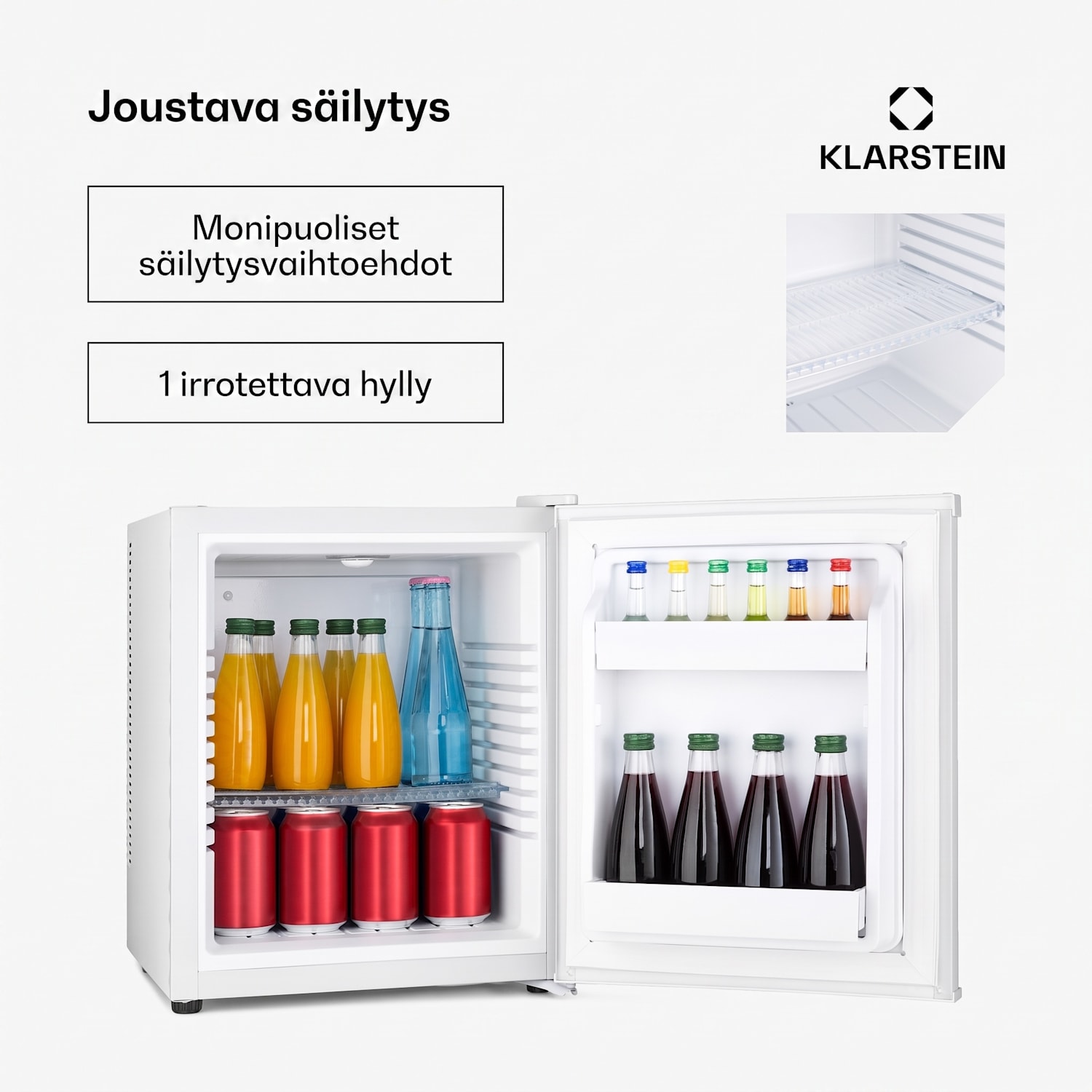 Happy Hour -minibaari 5–15 °C EEK G 25 dB LED-valo 30 L | F | Valkoinen