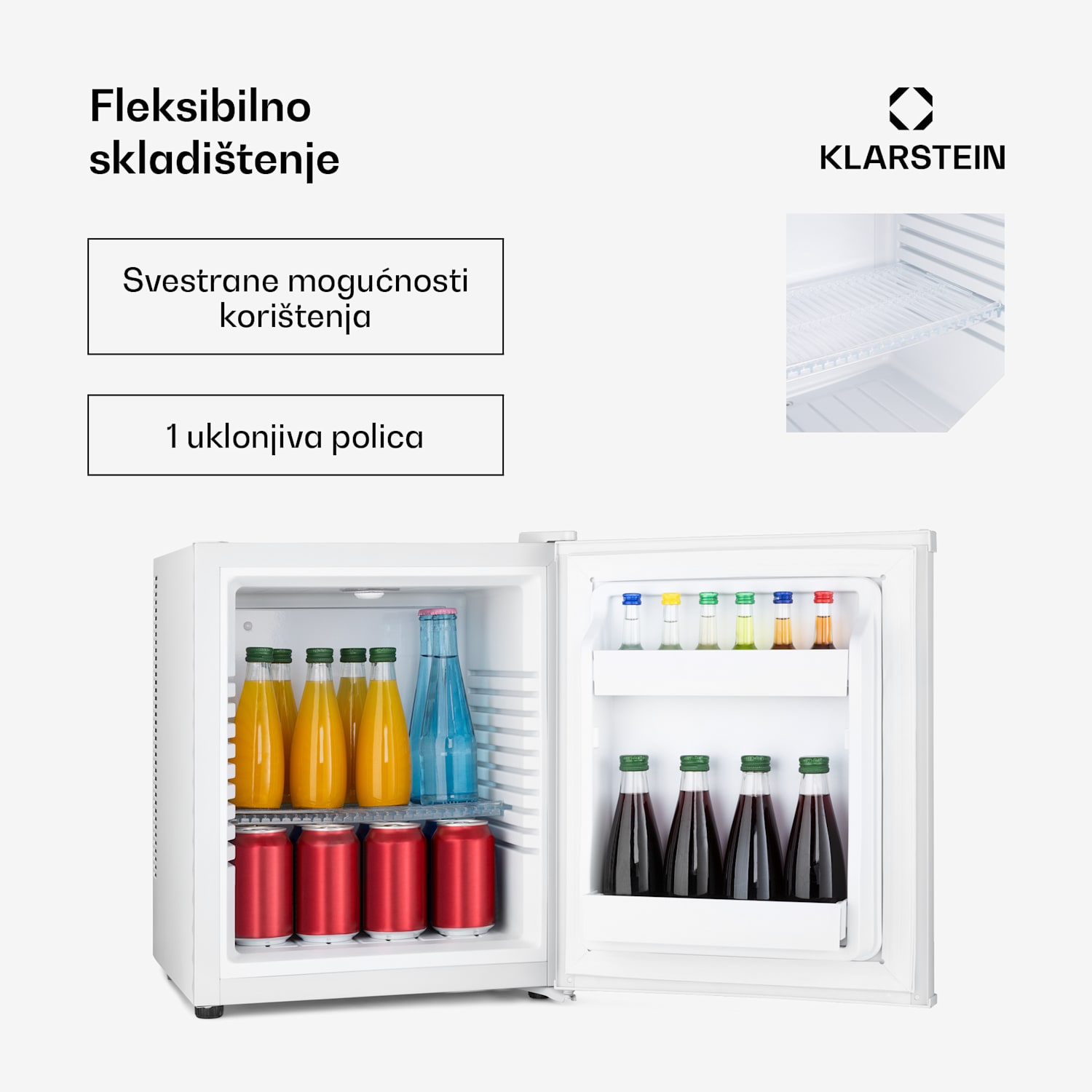 Happy Hour 30, minibar, 30 L, 5 - 15 ° C, energetska klasa G, tihi rad, 25 dB, LED svjetlo, bijeli 30 litara | F | Bijela