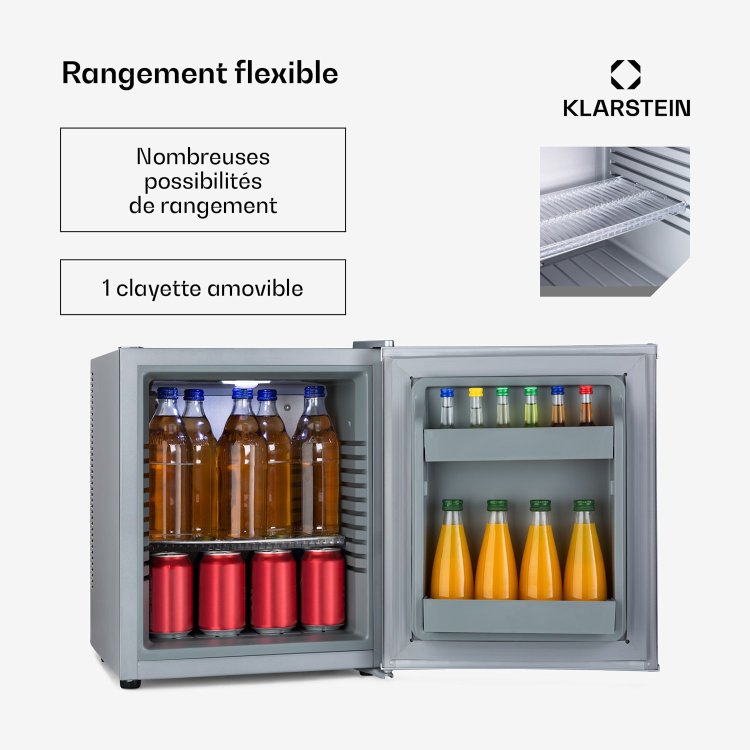 Happy Hour Mini bar 5-15°C CEE G 25 dB Éclairage LED 56 L | F | Argent