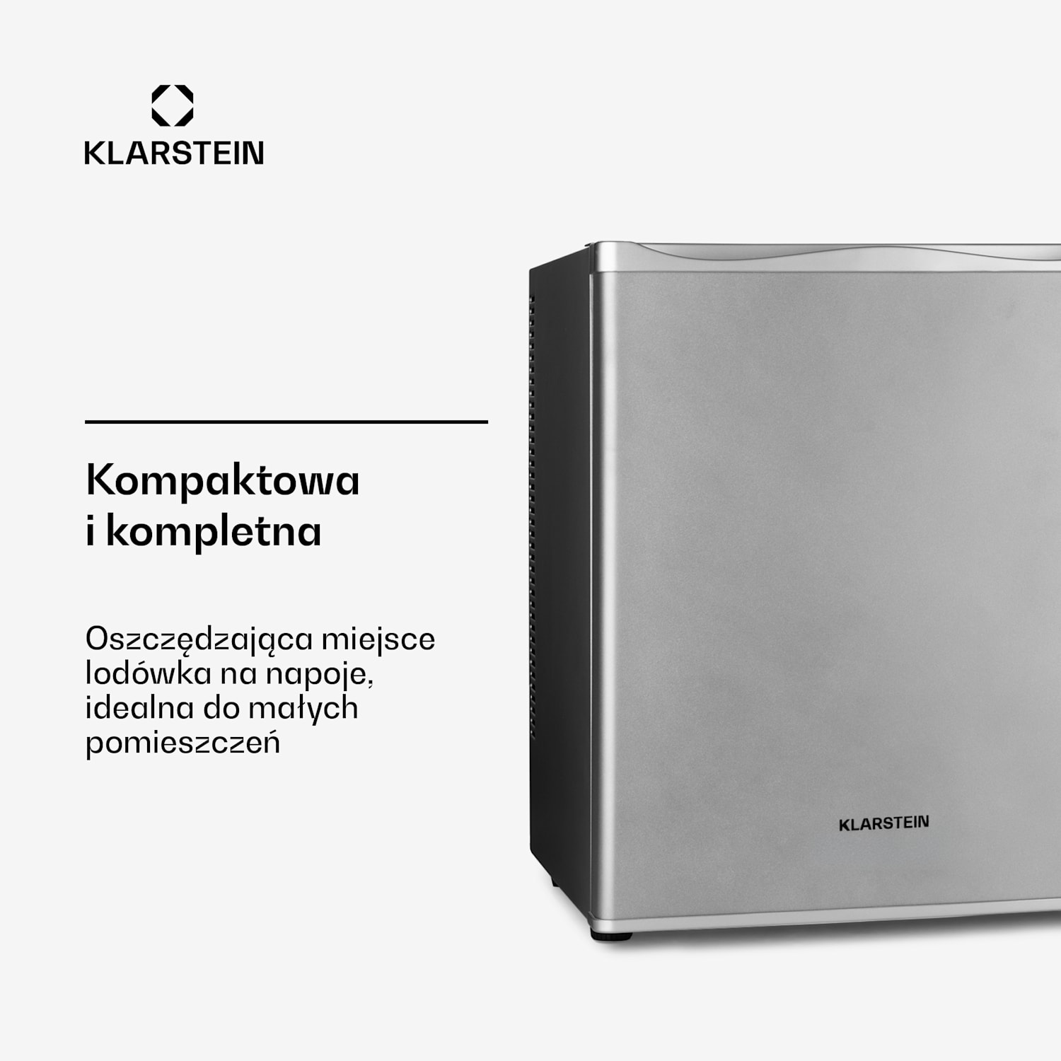 Happy Hour 30, mini lodówka, 30 l, 5-15°C, klasa energetyczna G, cicha 25 dB, oświetlenie LED 56 Ltr | F | Srebrny
