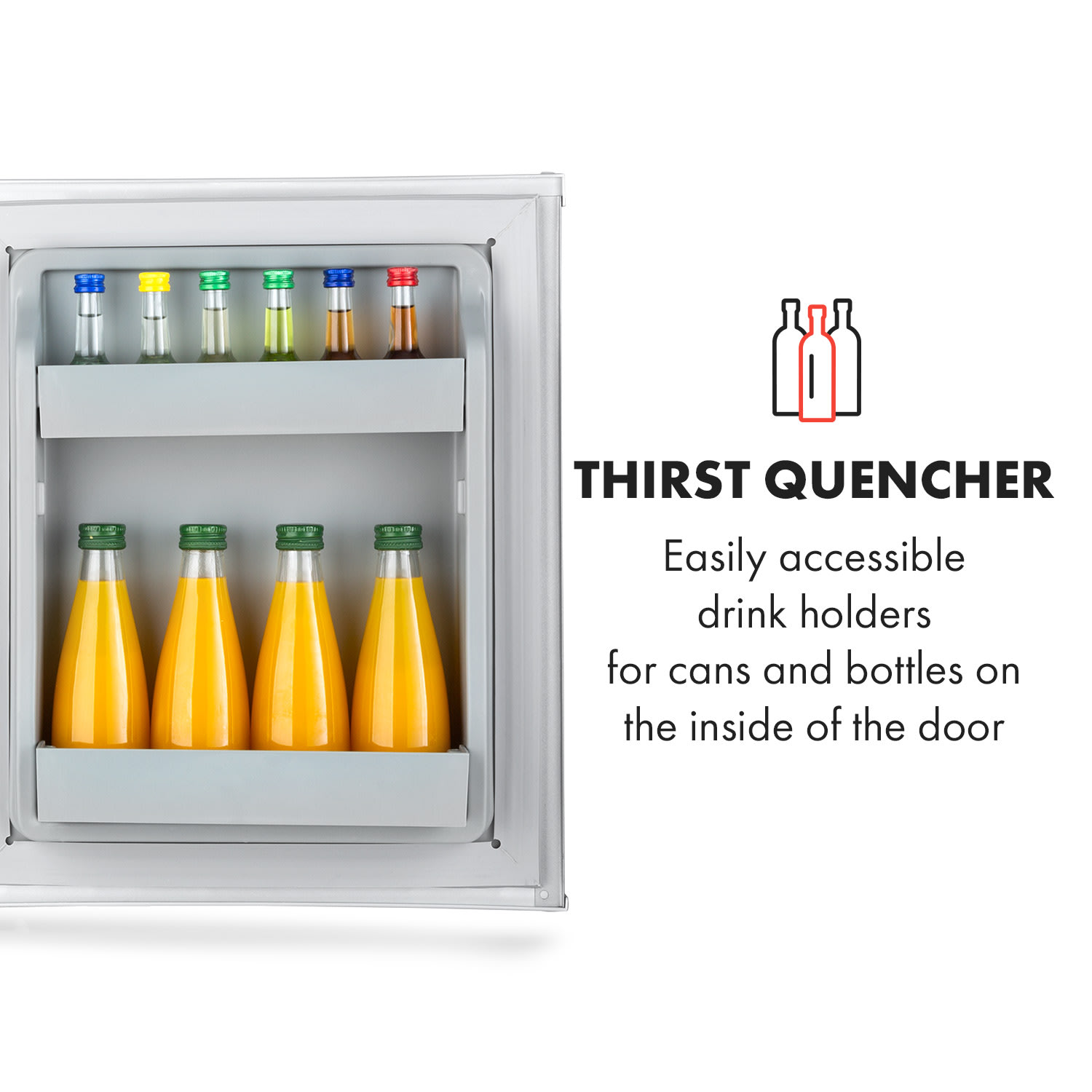 Happy Hour 30, minibar, 30 l, 5-15 °C, energetická třída G, tichý, 25 dB, LED osvětlení, stříbrný 30 litrů | Stříbrná metalíza