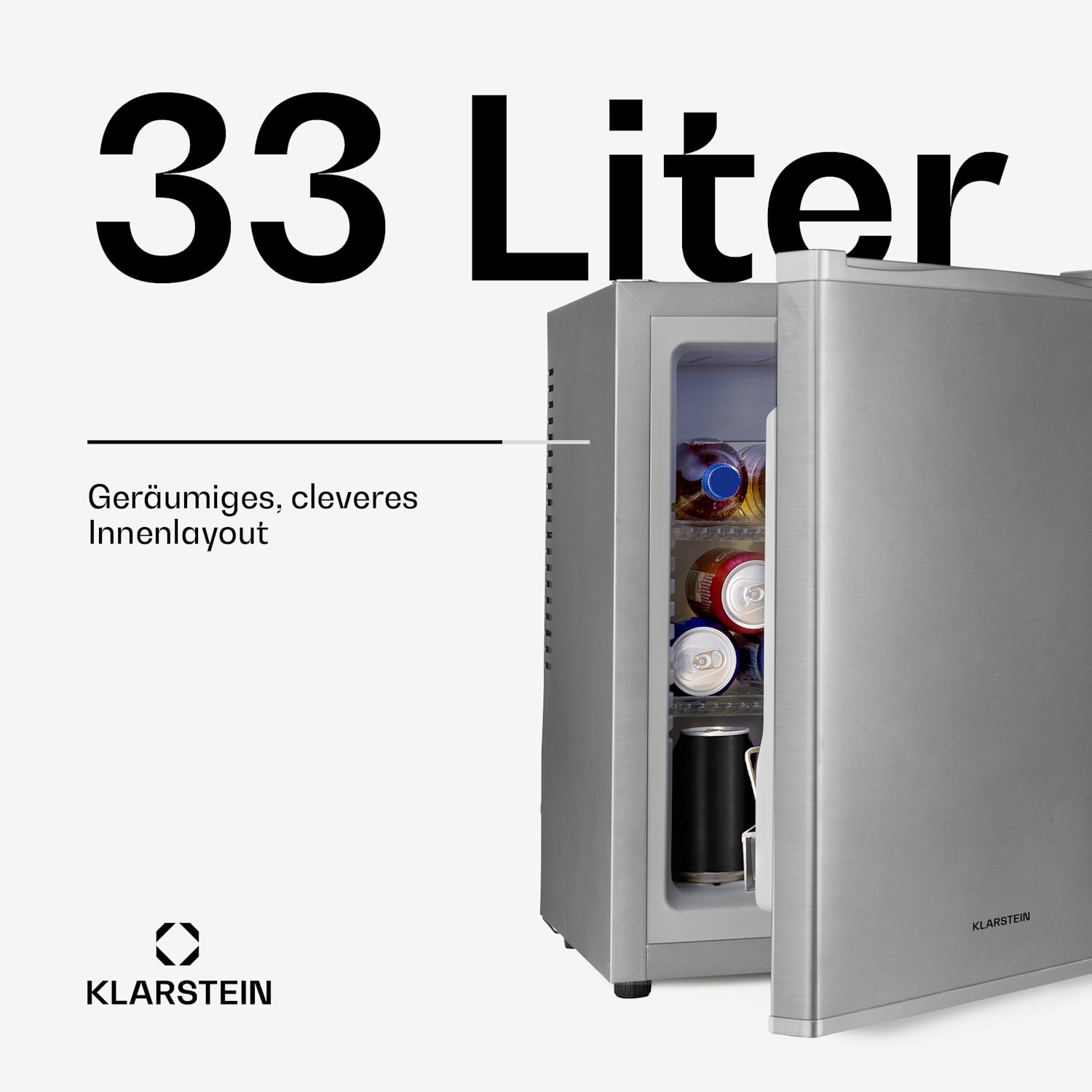 Happy Hour 33 Minibar 33L 5-15°C EEK G 25dB LED-Licht 33 Ltr | F | Silber