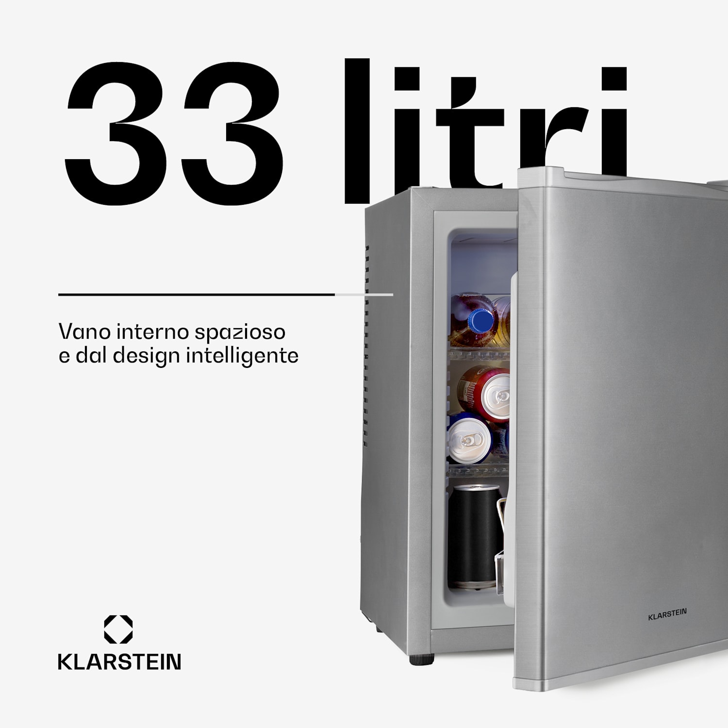 Happy Hour 33 Minibar 33l 5 - 15 °C EEK G 25dB luce LED 33 Ltr | F | Argento