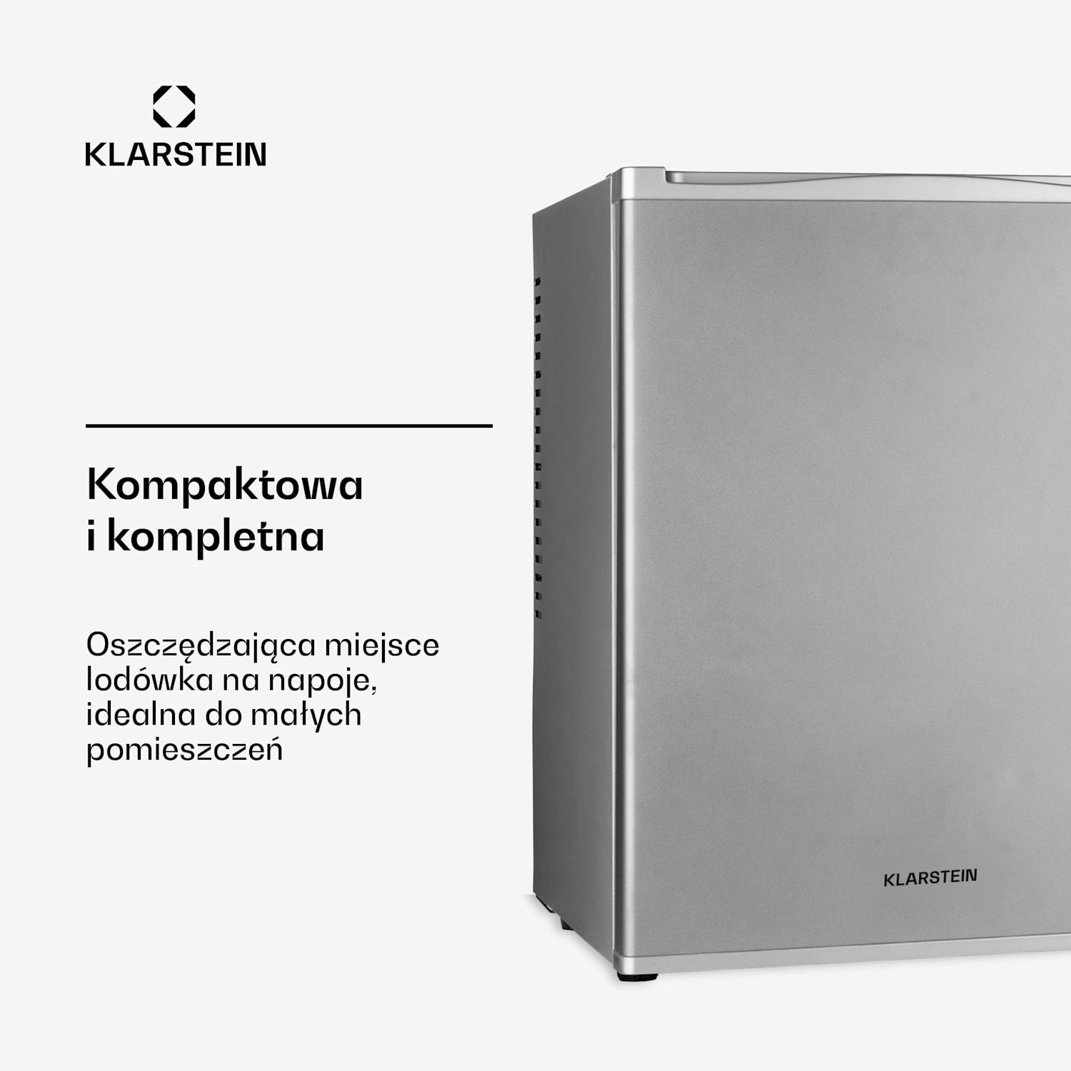 Happy Hour 33, mini lodówka, 33 l, 5-15°C, klasa energetyczna G, cicha 25 dB, oświetlenie LED 33 Ltr | F | Srebrny