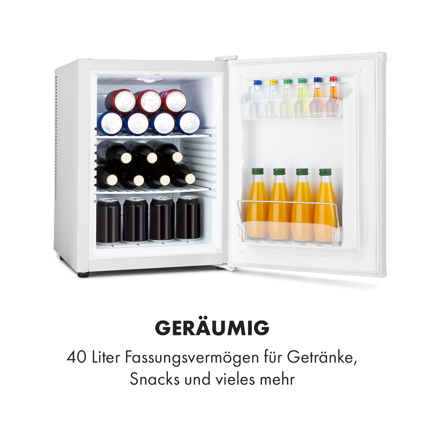 Klarstein Happy Hour Minibar 40L 5-15°C 23 dB LED-Licht 40 Ltr | Weiß