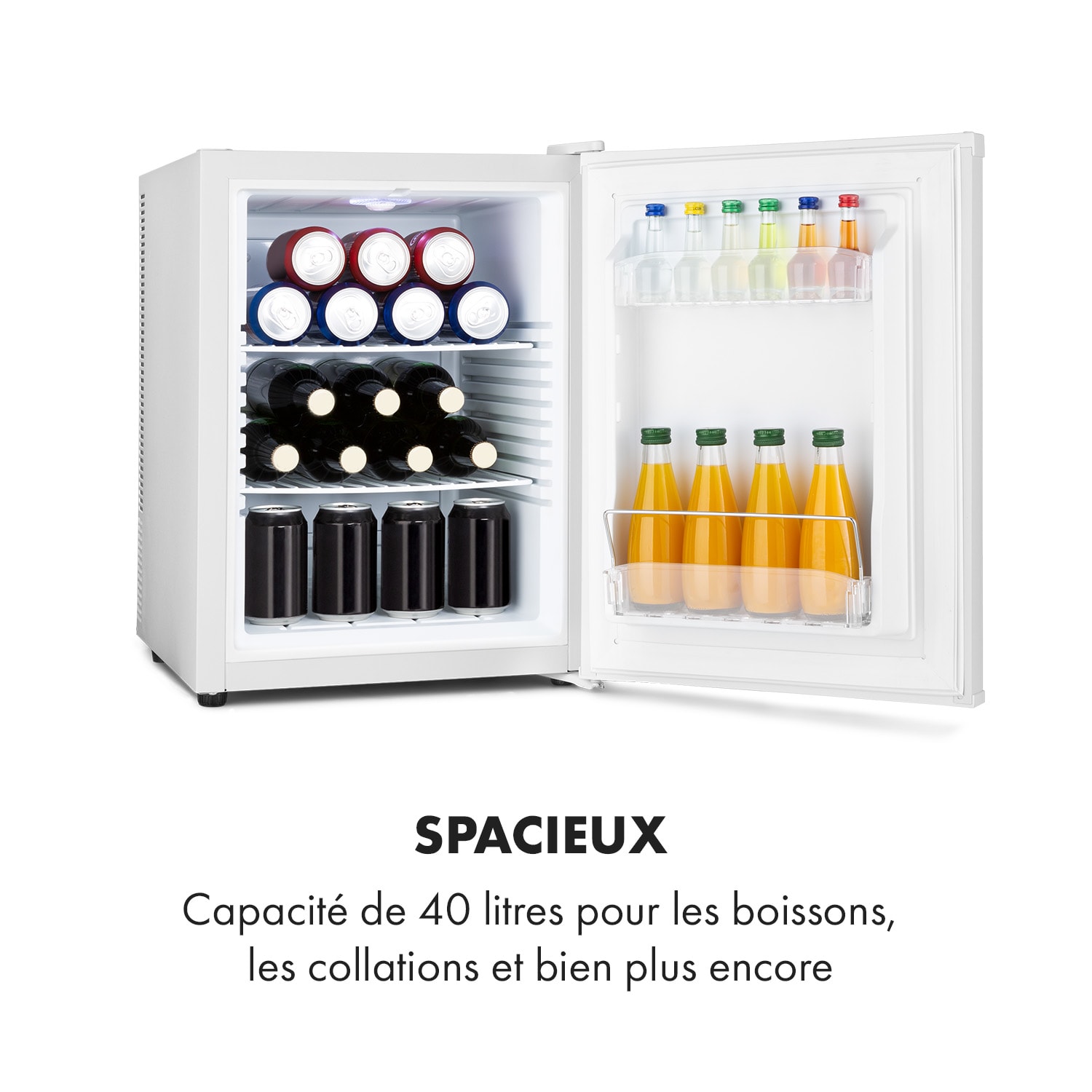 Klarstein Happy Hour minibar 40L 5-15°C 23 dB led-verlichting 40 ltr | Wit