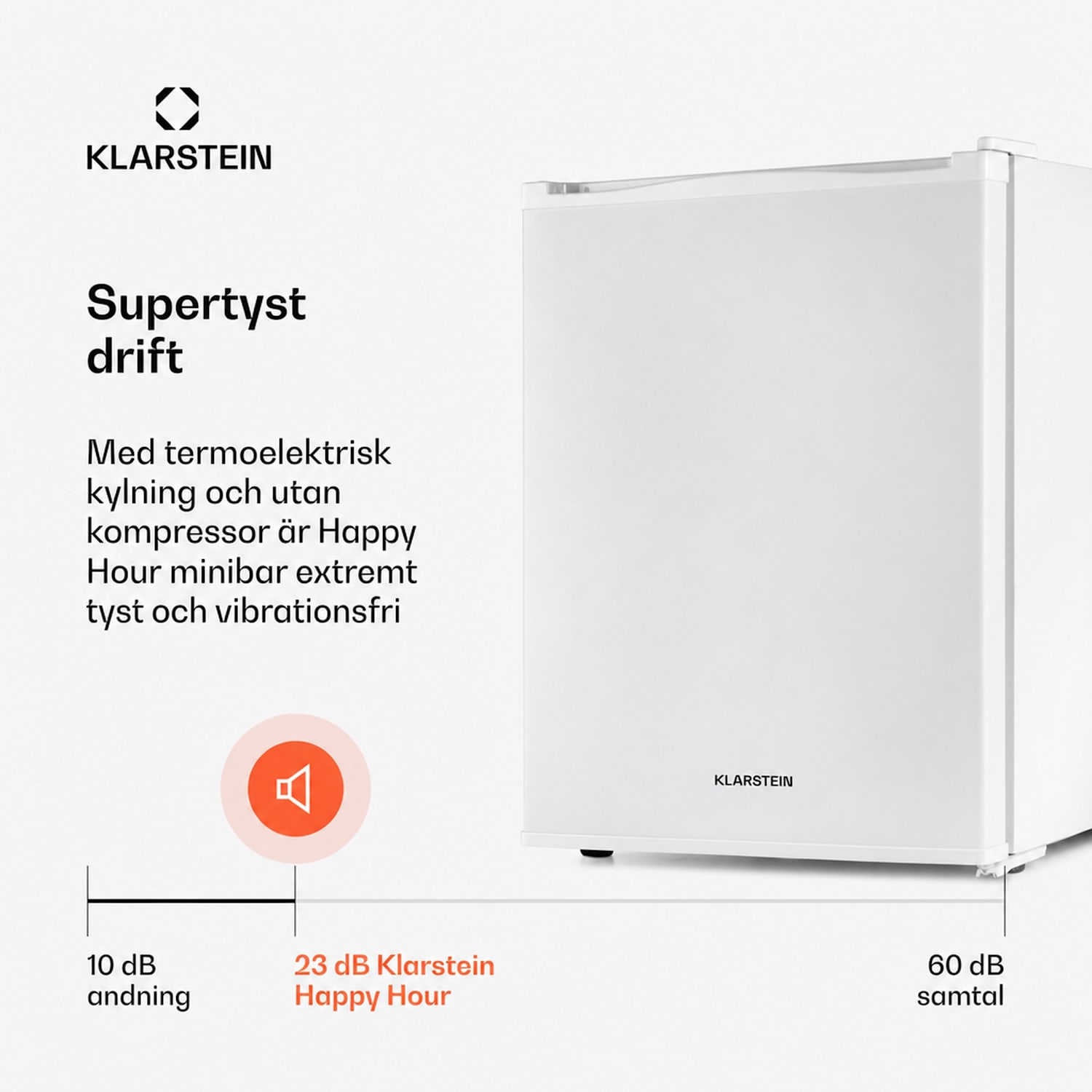 Klarsteins minibar Happy Hour 40 l 5-15 °C 23 dB LED-lampa 