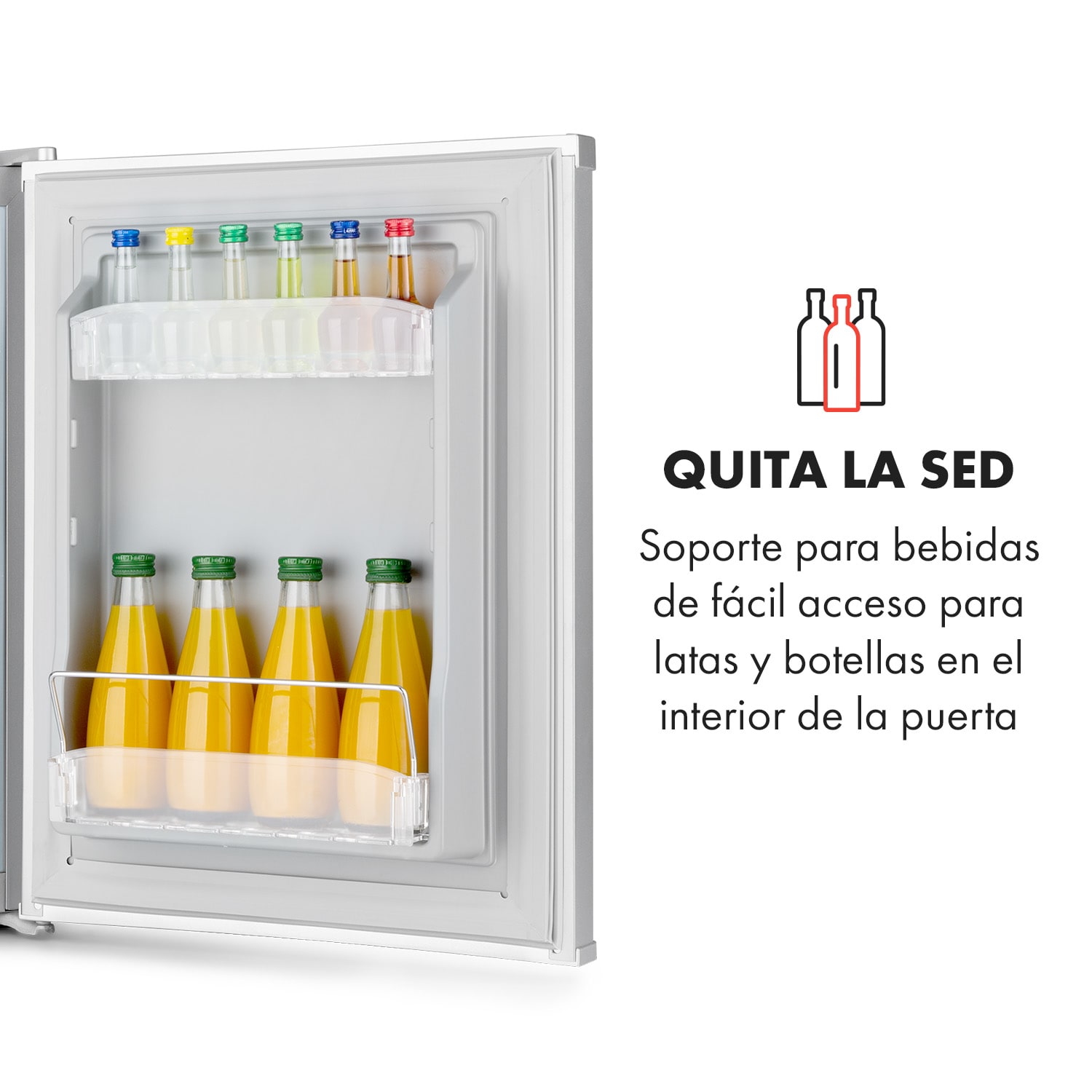 Klarstein Happy Hour Minibar 40L 5-15°C 23 dB Luz LED 40 L | Plata Metálica
