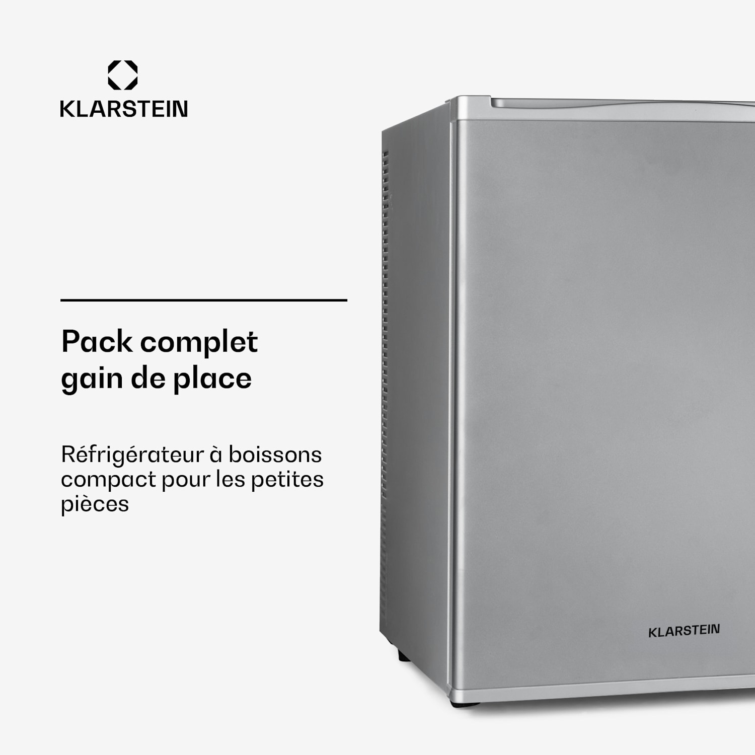 Klarstein Happy Hour Minibar 40L 5-15°C 23 dB Lumière LED 40 L | G | Argent