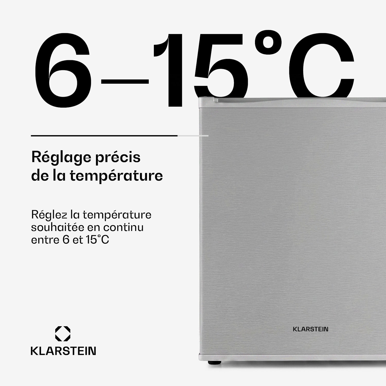 Klarstein Happy Hour Minibar 40L 5-15°C 23 dB Lumière LED 40 L | G | Argent