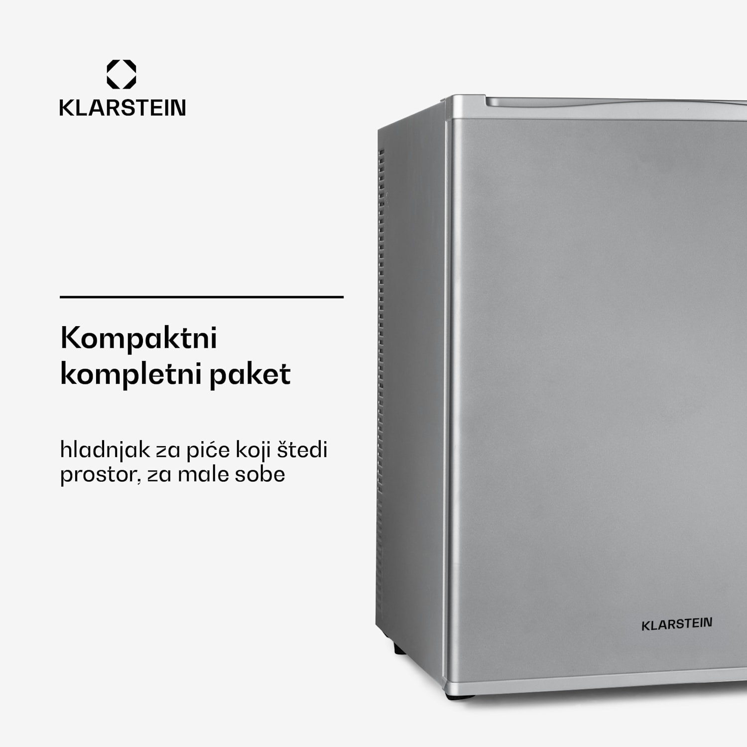 Happy Hour 40, minibar, 40 L, 5 - 15 ° C, tihi rad, 23 dB, LED svjetlo, srebrni 40 Ltr | G | Srebro