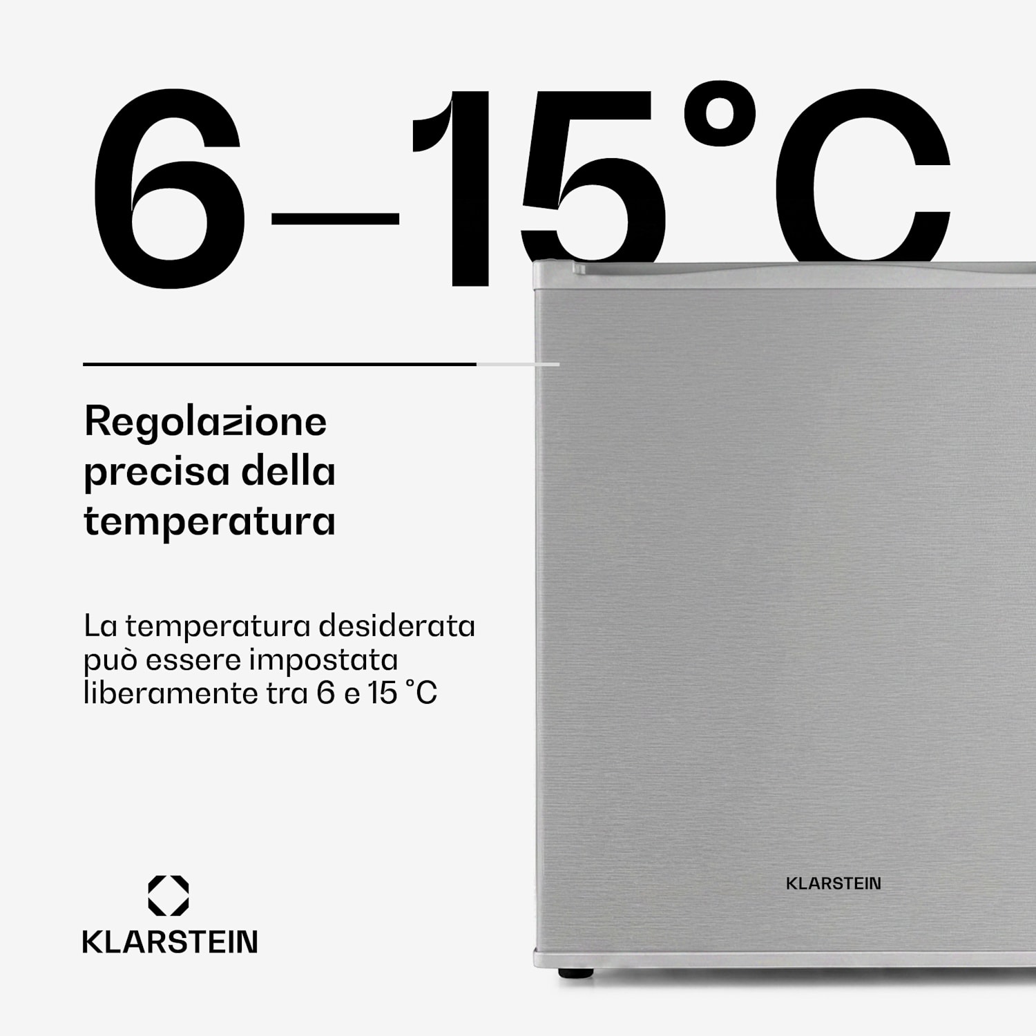 Klarstein Happy Hour - Minibar, 40 l, 5-15°C, 23 dB, luce LED 40 Ltr | G | Argento